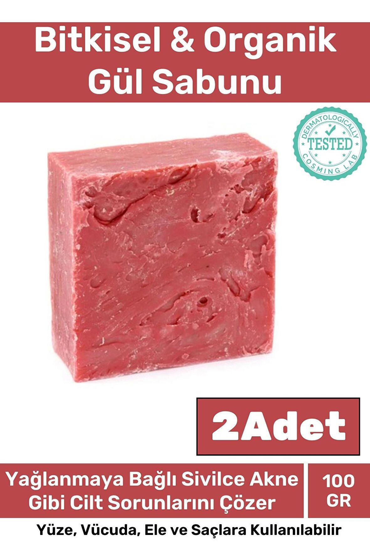 Özel Üretim %100 Doğal Koku Yüz Cilt Beyazlatıcı Organik Nemlendirici Gül Sabunu 2 Adet