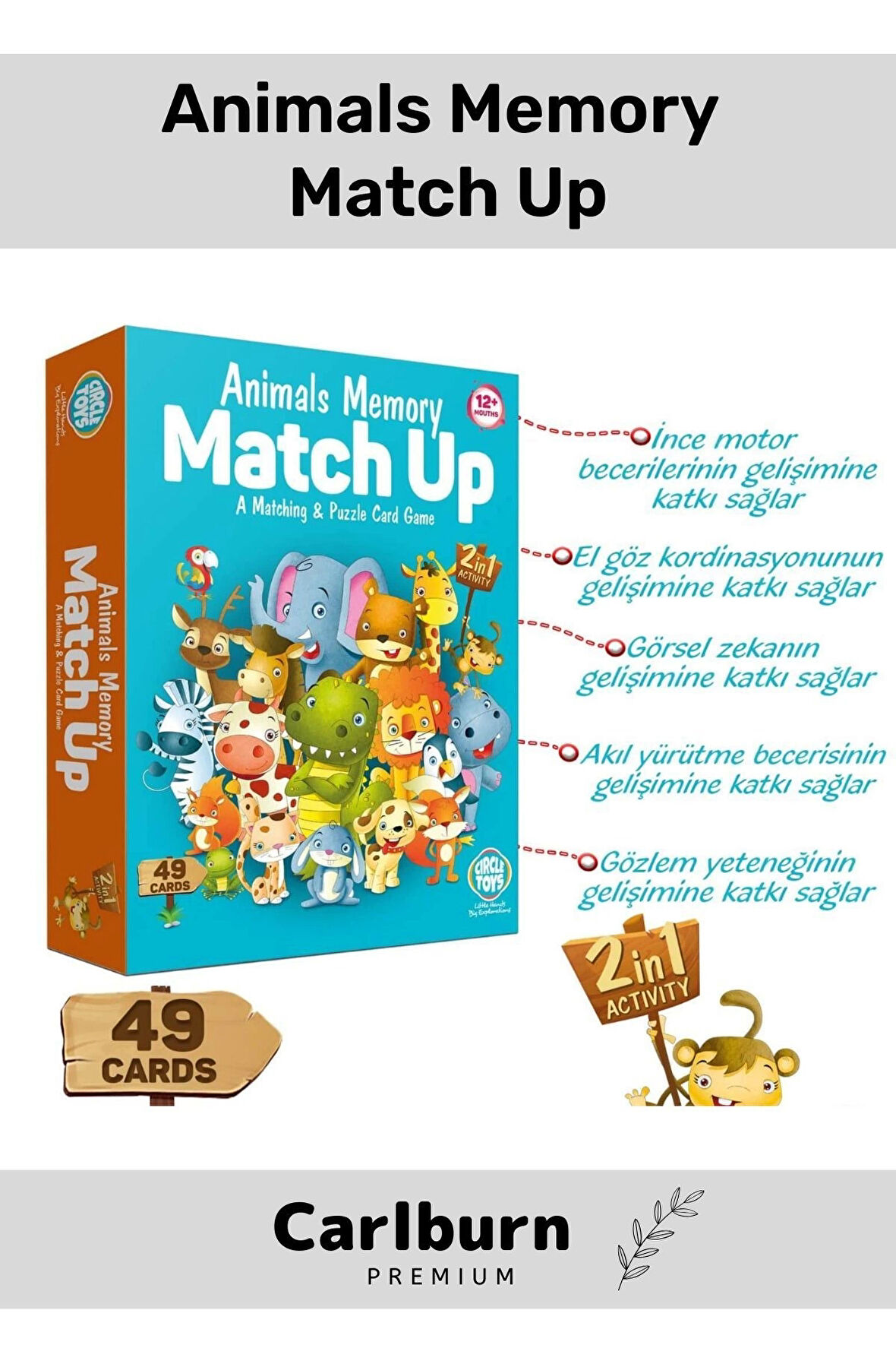 Özel Üretim Zeka Geliştirici Eğitici Çocuk El Göz Kordinasyonu Animals Memory Match Up