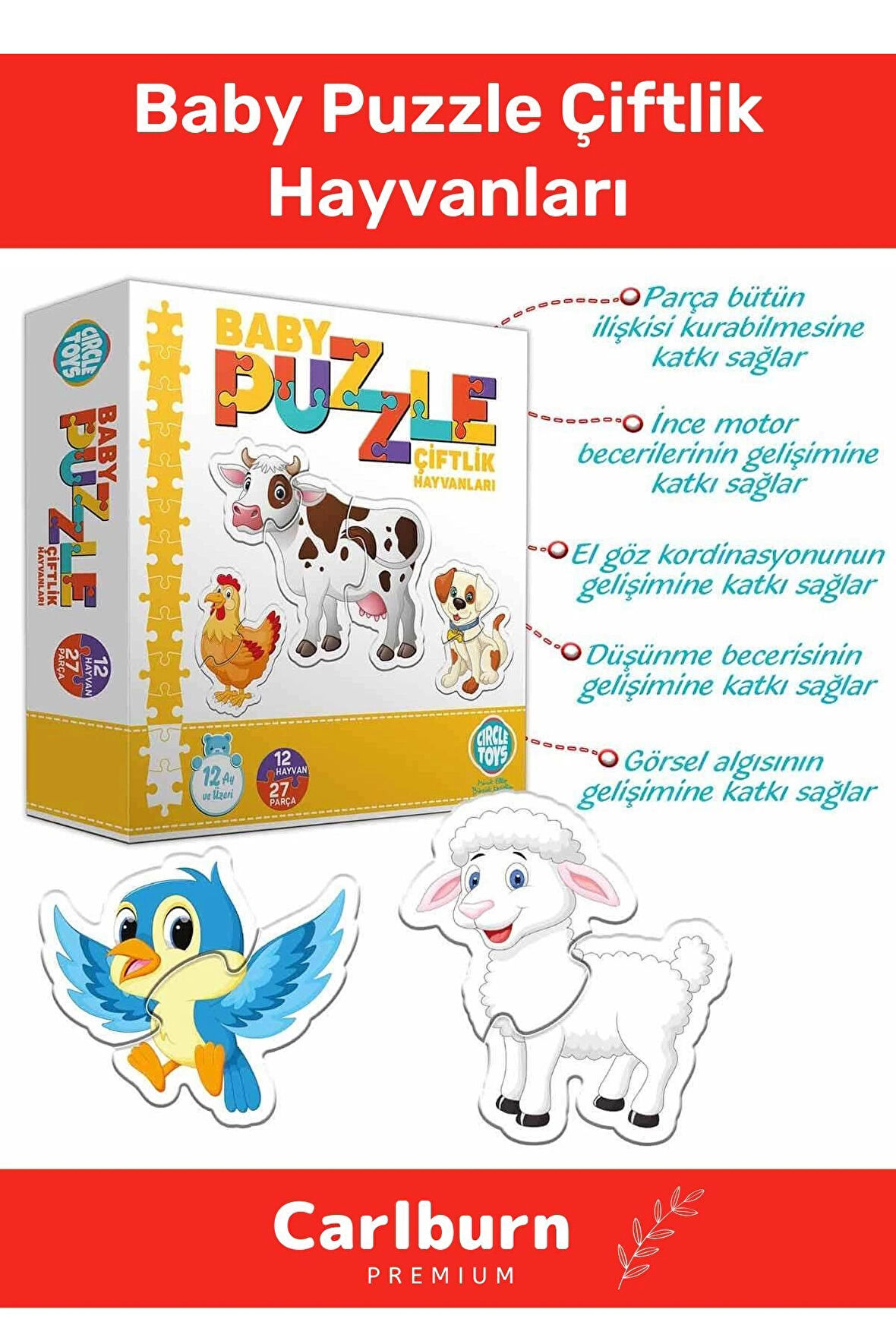 Özel Üretim Zeka Geliştirici Eğitici Çocuk El Göz Koordinasyonu Baby Puzzle Çiftlik Hayvanları