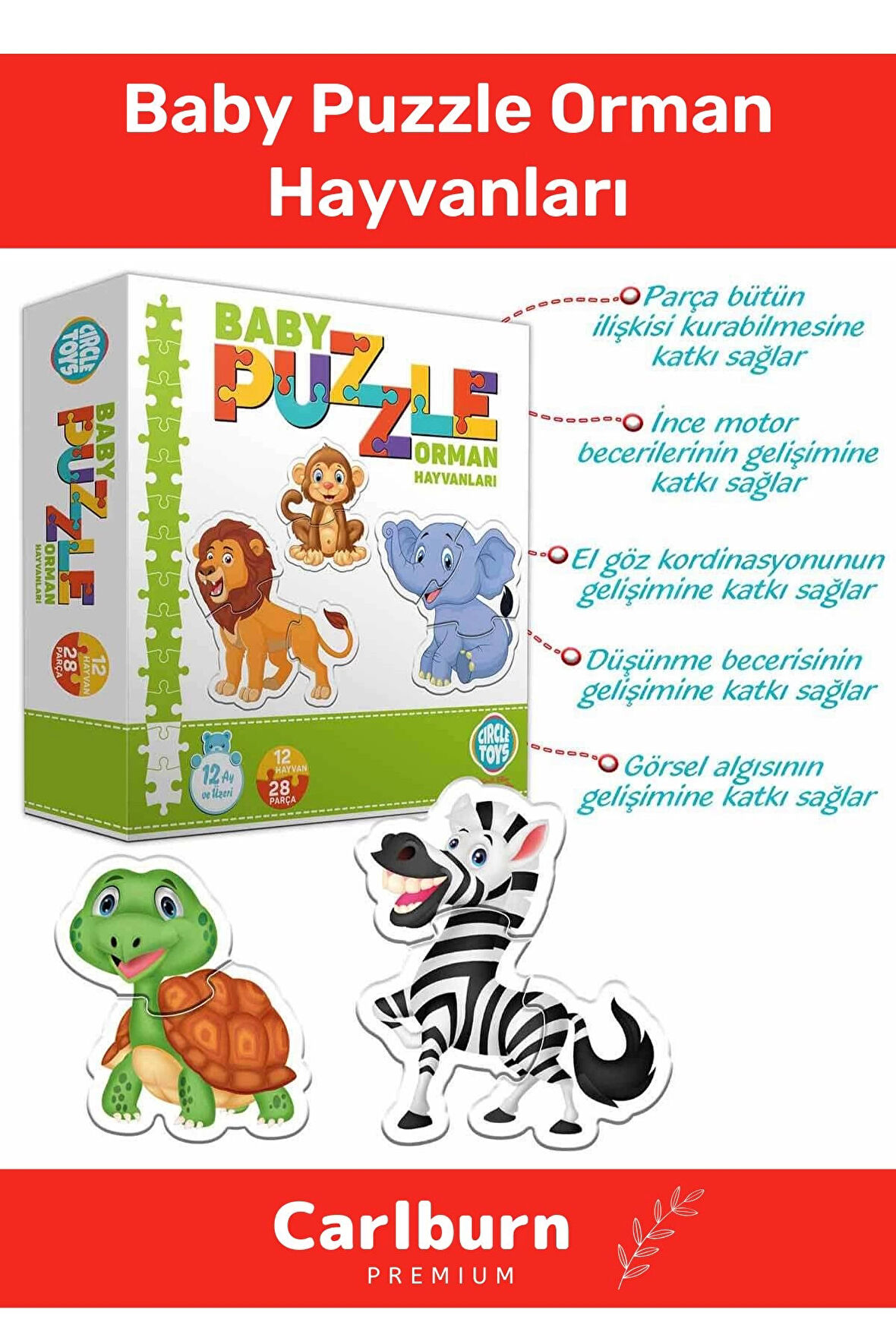 Özel Üretim Zeka Geliştirici Eğitici Çocuk El Göz Koordinasyonu Baby Puzzle Orman Hayvanları