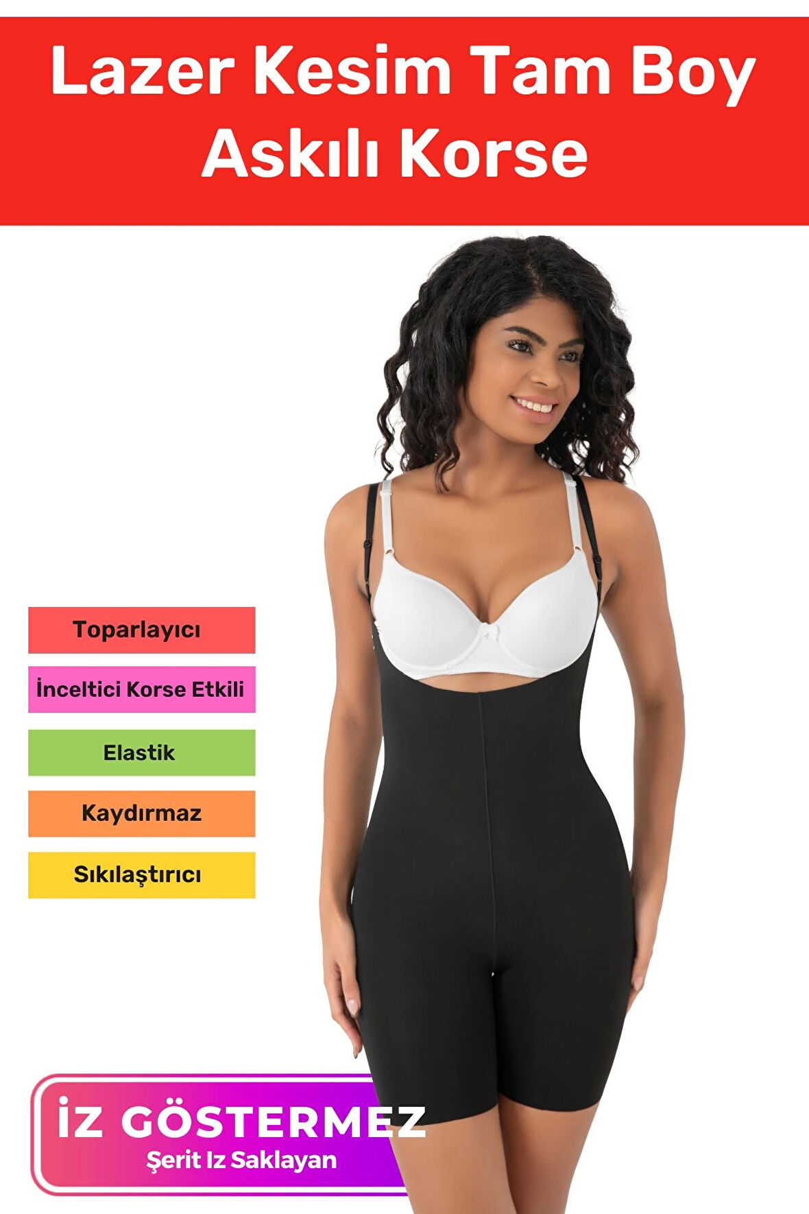 Özel Üretim İz Bırakmayan Kaymayan Toparlayıcı Sıkılaştırıcı Kadın Lazer Kesim Tam Boy Askılı Korse