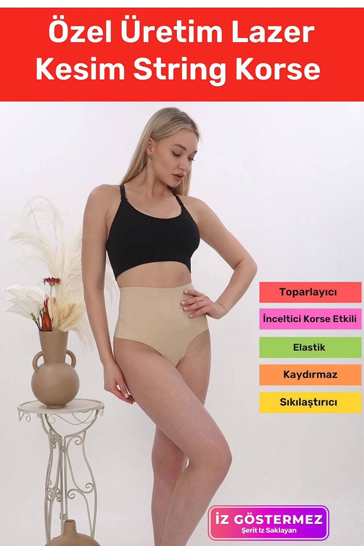 Yeni Sezon Toparlayıcı İz Göstermeyen Sıkılaştırıcı Şekillendirici Kaymaz Lazer Kesim String Korse