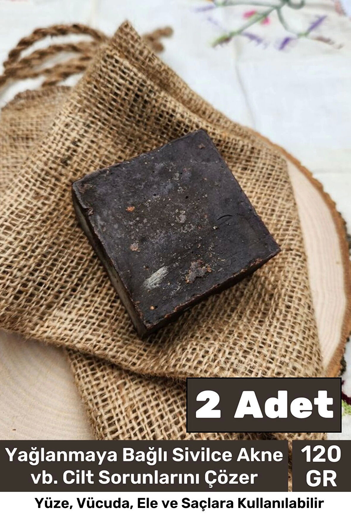 %100 Doğal Güzel Kokulu El Yüz Saç Vücut Cilt Orijinal Bitkisel Ardıç Katranı Sabunu 120G - 2 Adet