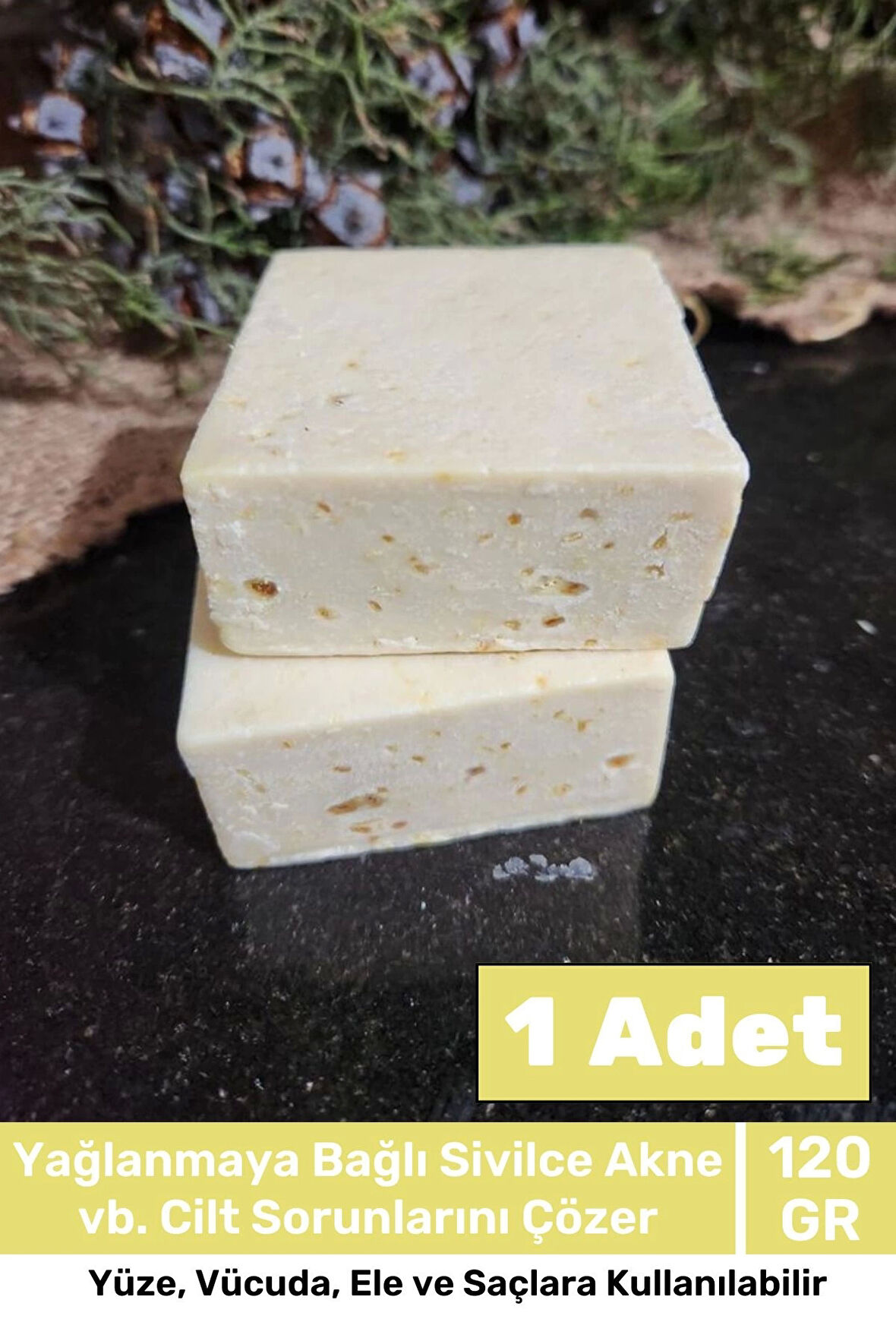Lüks %100 Doğal Güzel Kokulu El Yüz Saç Vücut Cilt Orijinal Bitkisel Limon Sabunu 120G - 1 Adet
