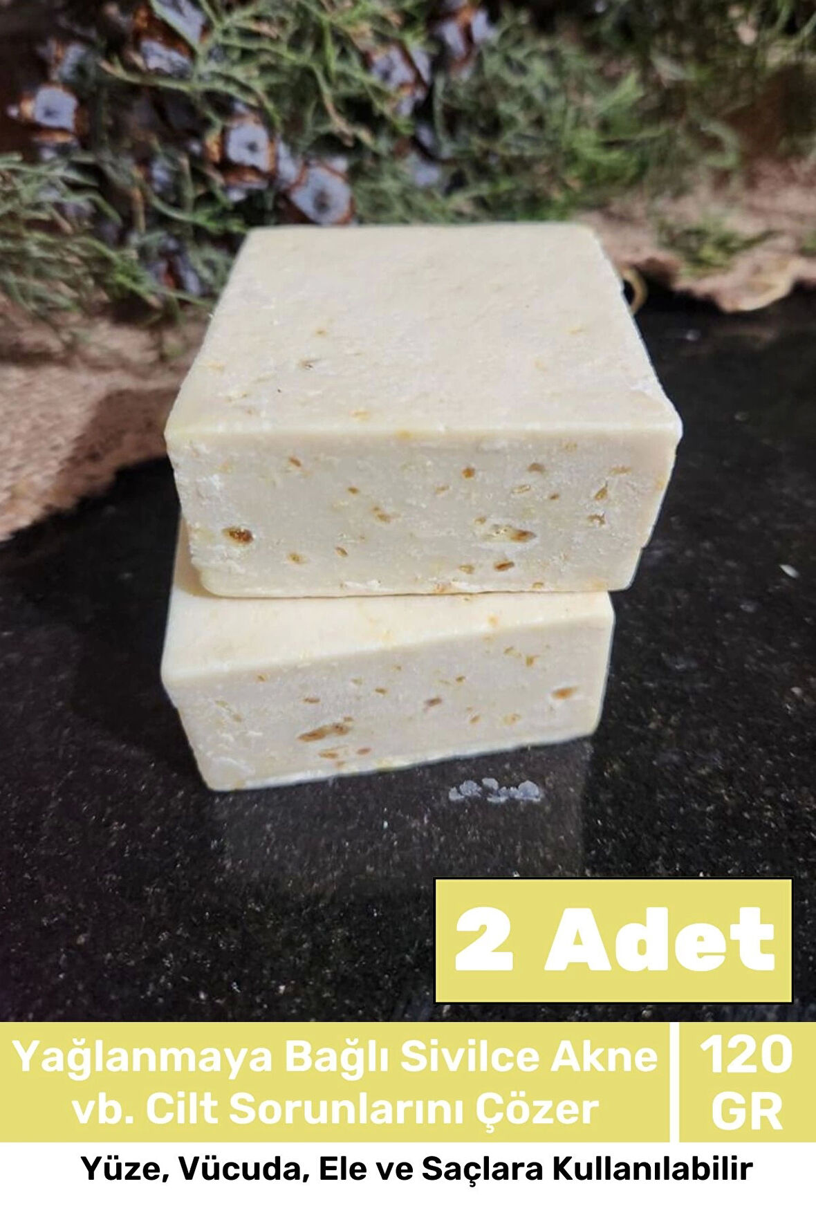 Lüks %100 Doğal Güzel Kokulu El Yüz Saç Vücut Cilt Orijinal Bitkisel Limon Sabunu 120G - 2 Adet