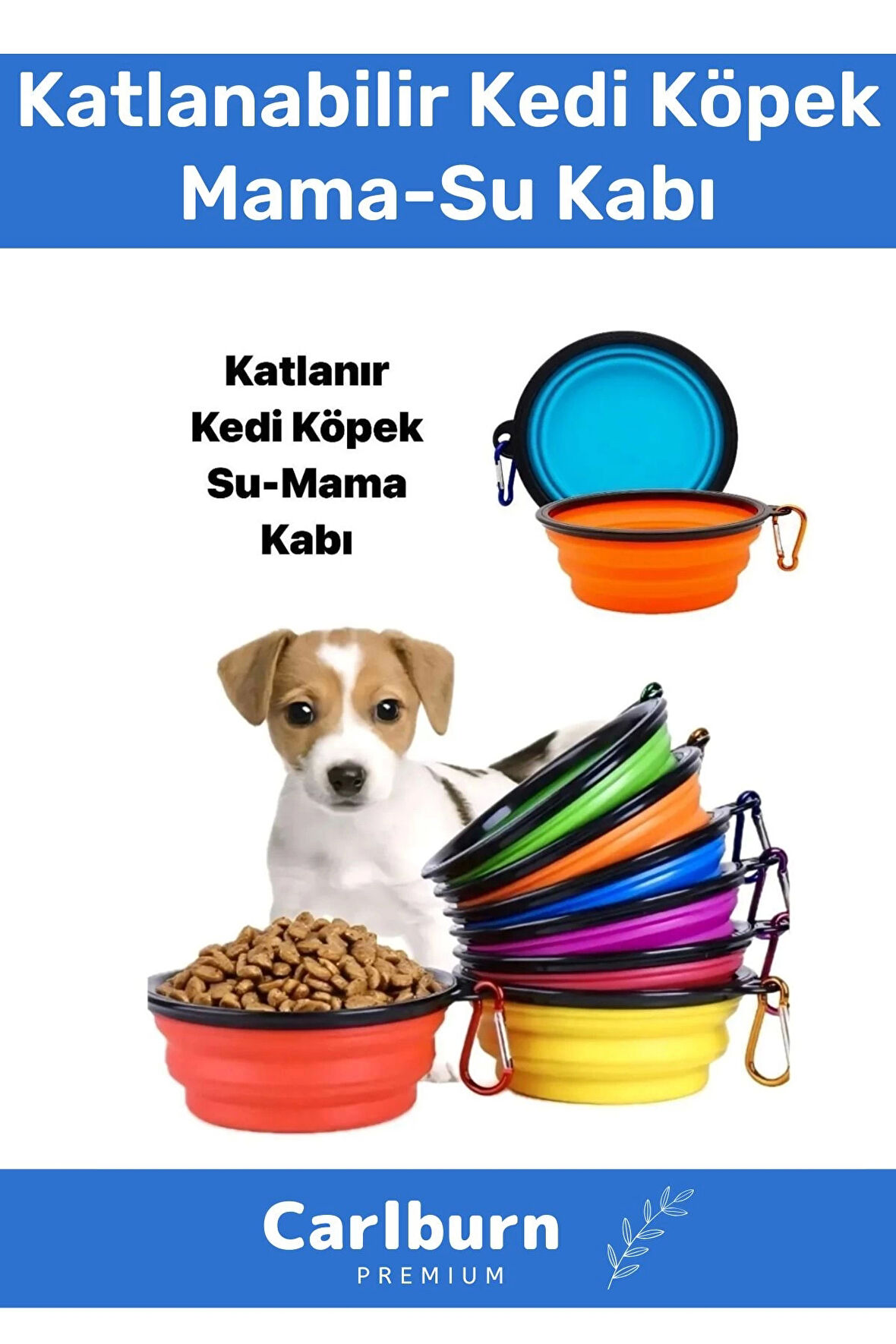 Özel Seri Taşınabilir Seyahat Tipi Kancalı Silikon Katlanabilir Kedi Köpek Evcil Hayvan Mama Su Kabı