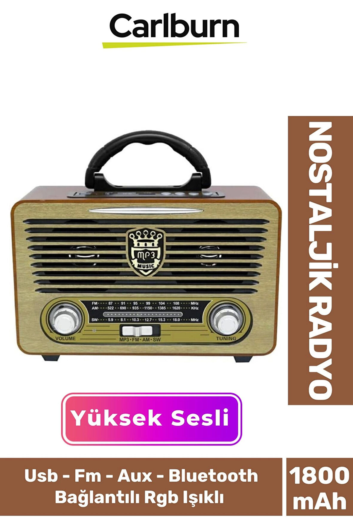 Kaliteli Yüksek Sesli Retro Nostalji Bluetooth Bağlantılı Usb Sd Kart Radyo Mp3 Player Müzik Kutusu