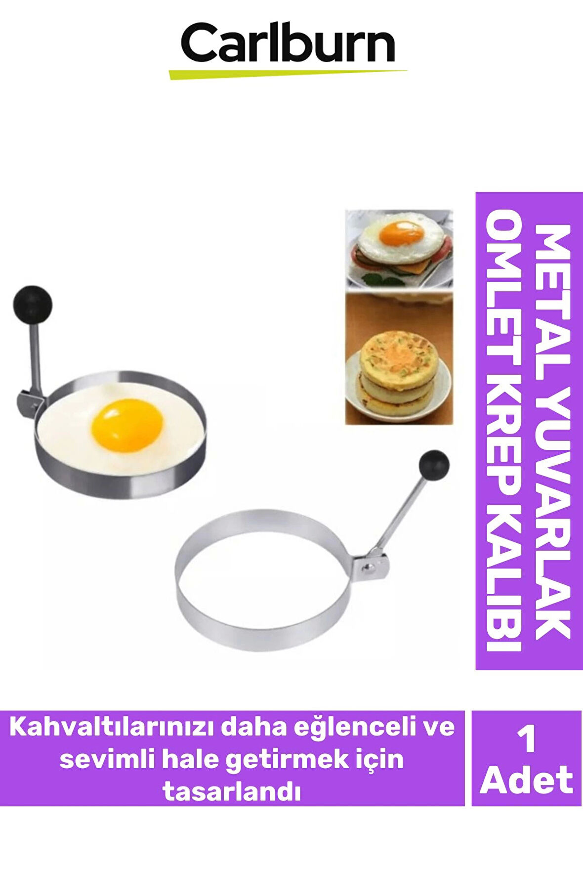 Yeni Seri Yanmaz Yapışmaz Pratik Görsel Şık Sunum Metal Yuvarlak Omlet Krep Kalıbı