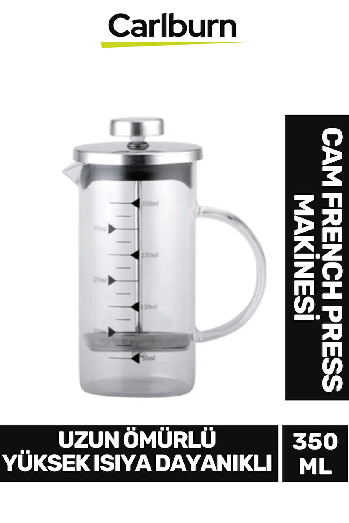 Özel Üretim Isıyı Uzun Süre Koruyan Süzgeçli Bitki Çayı Demliği Filtre Kahve French Press 350 ml