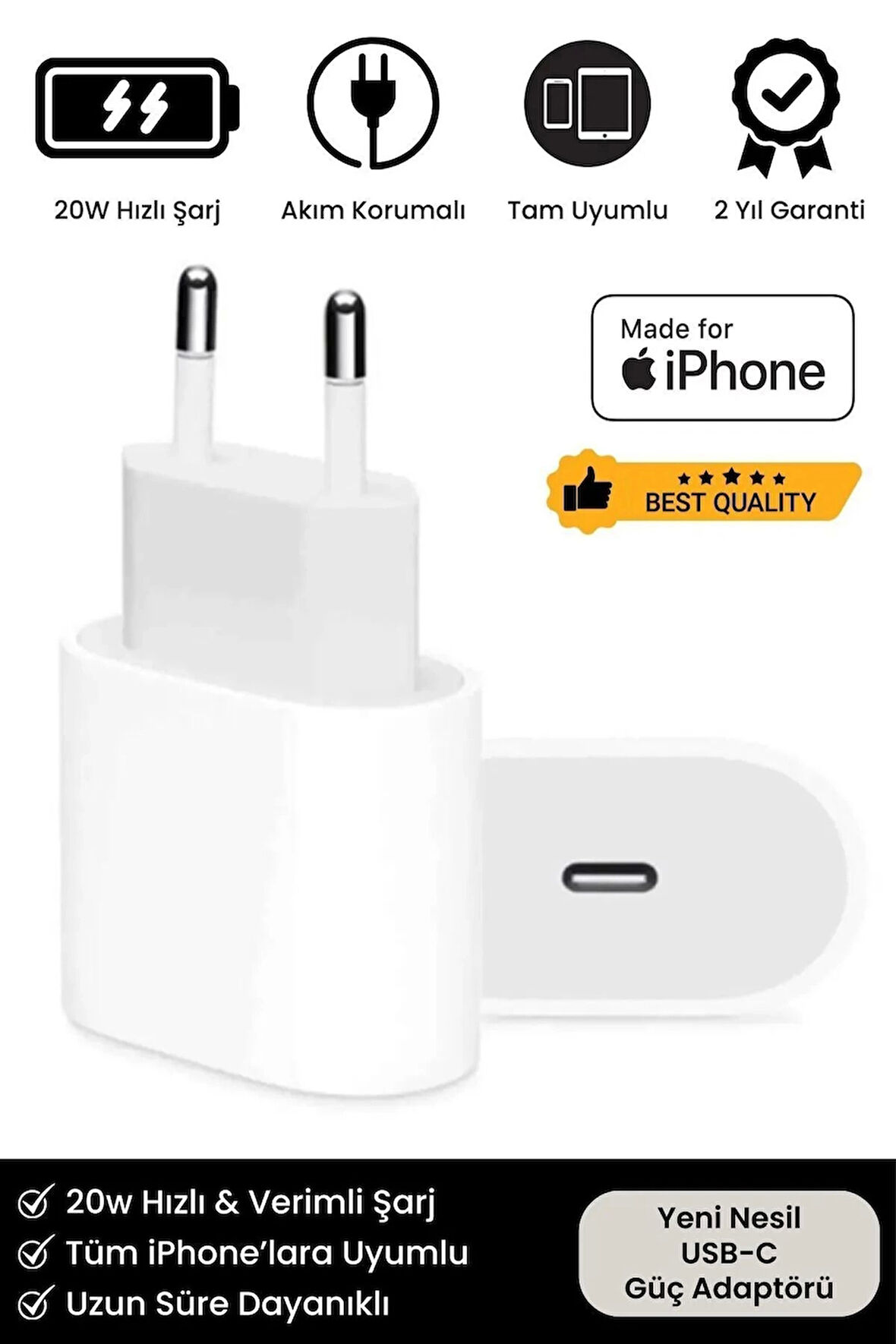 iPhone Tüm Serilere Uyumlu 20w Hızlı Şarj Aleti 7 8 X 11 12 13 14 15 16 İçin Type-C Girişli Adaptör