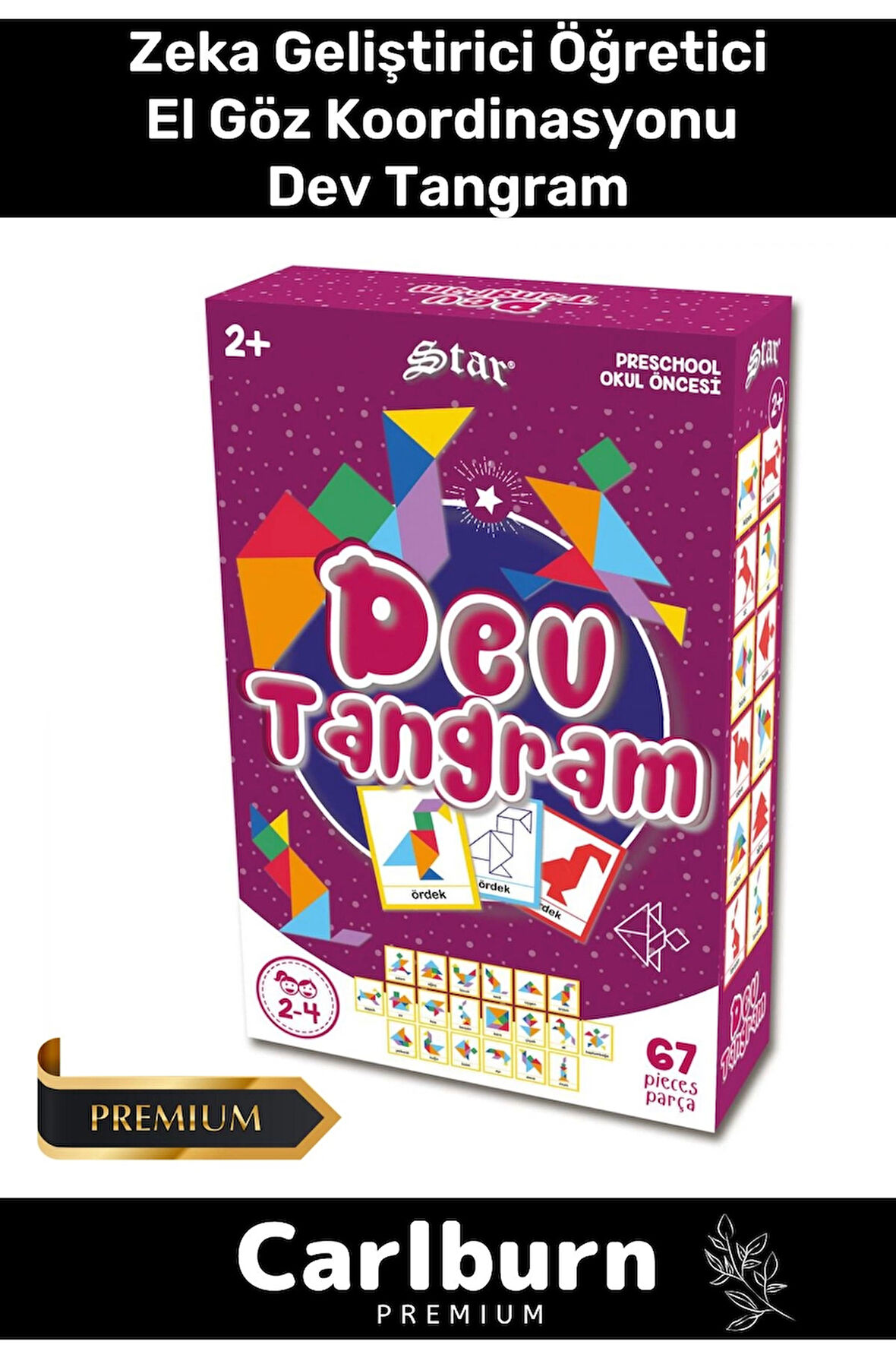 Eğitici Zeka Geliştirici Öğretici El Göz Koordinasyonu Aile Boyu Eğitim 67 Parça Dev Tangram