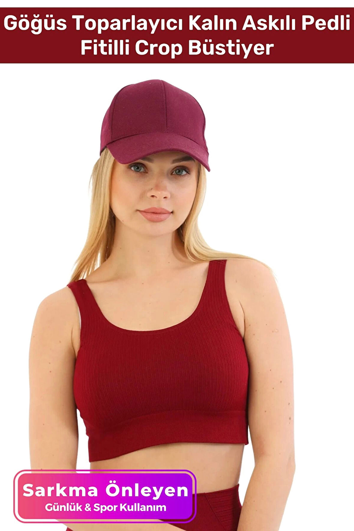 Özel Üretim Göğüs Toparlayıcı Sarkma Önleyen Spor Günlük Kalın Askılı Pedli Fitilli Crop Büstiyer