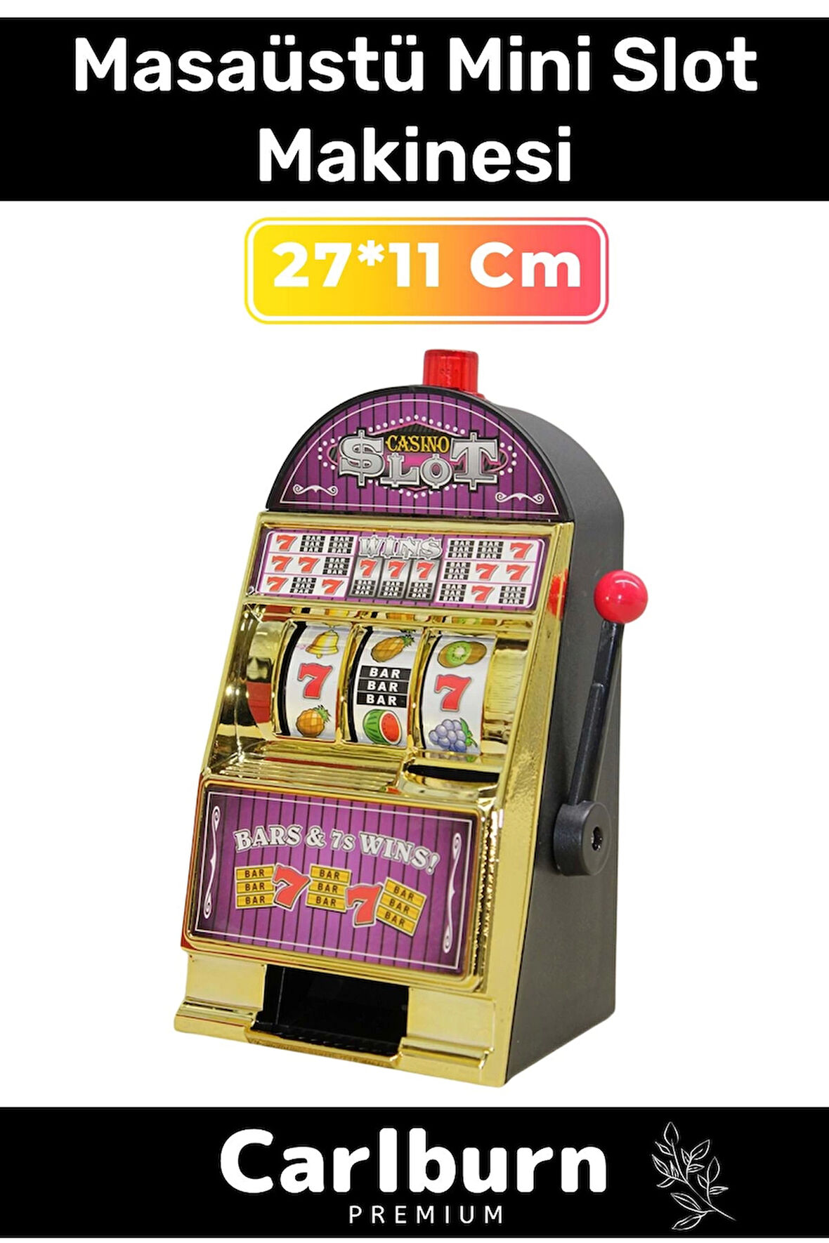 Özel Üretim Çevirme Kollu Meyve Vip Casino Portatif Ev Slot Makinasi 27*11 Cm