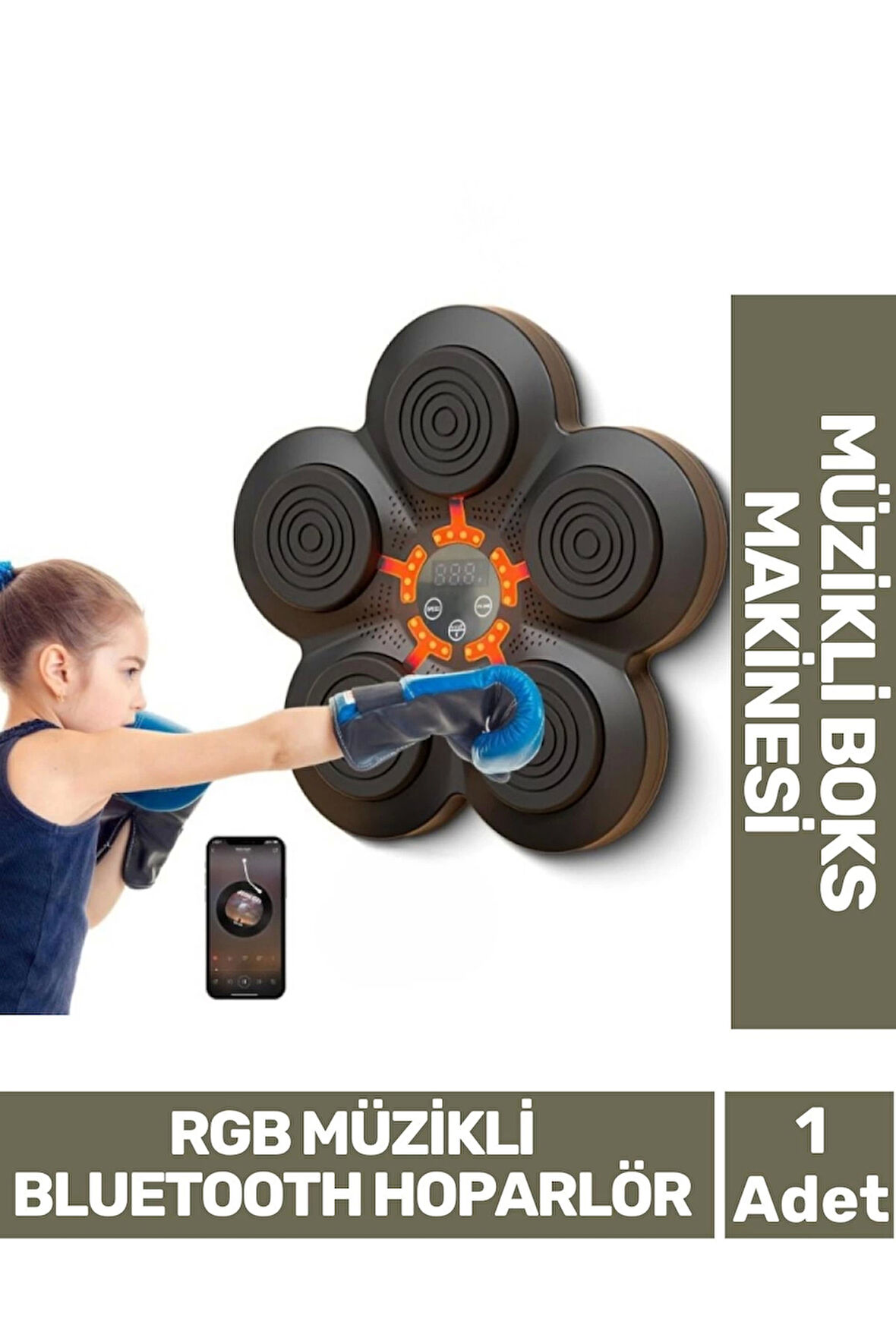 Özel Üretim Rgb Müzikli Bluetooth Hoparlör Genç Yetişkin Boks Egzersiz Müzikli Boks Makinesi