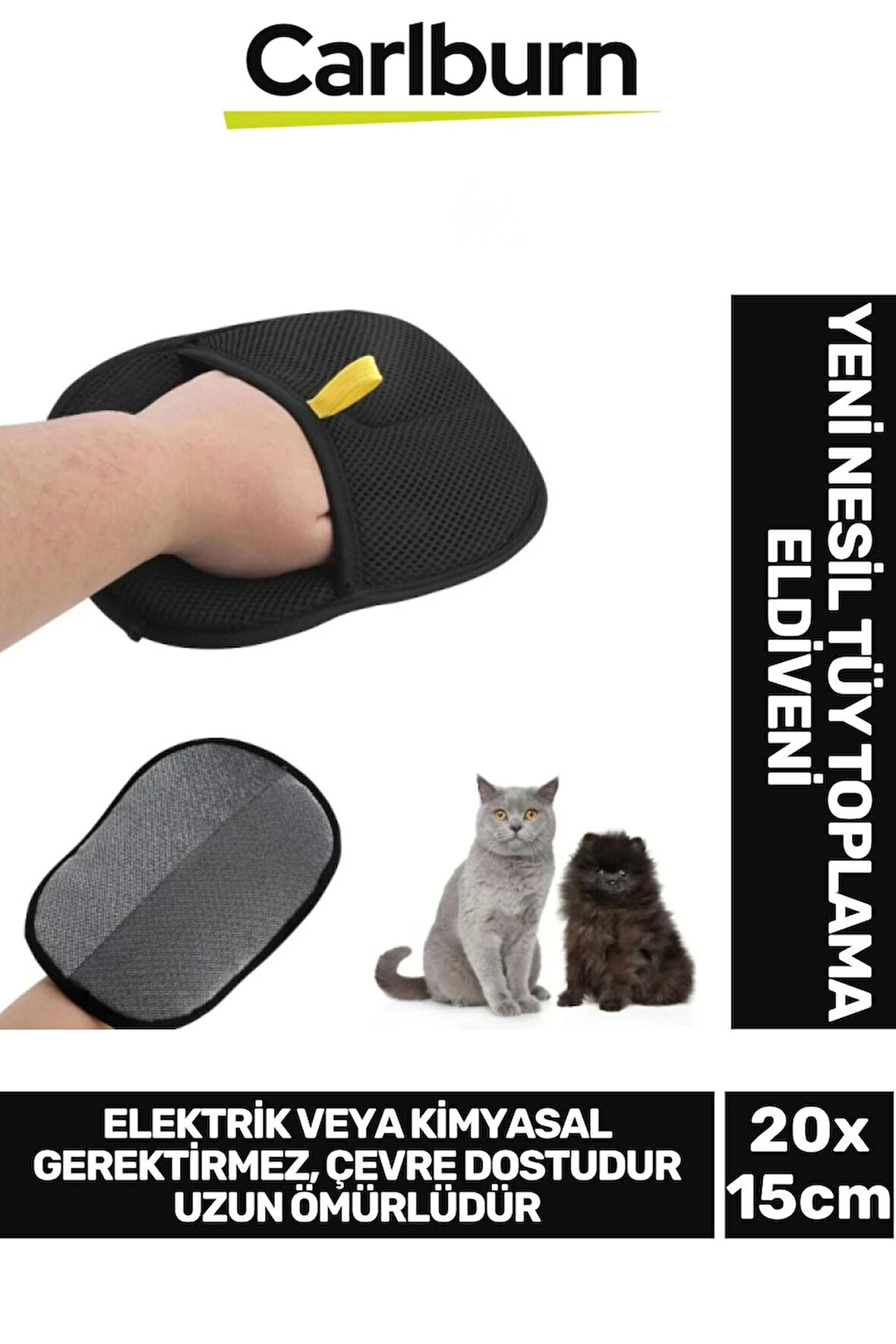 Yeni Nesil Kaymaz İki Yönlü Mikrofiber Kedi Köpek Evcil Hayvan Tüy Toplama Eldiveni 20x15 cm