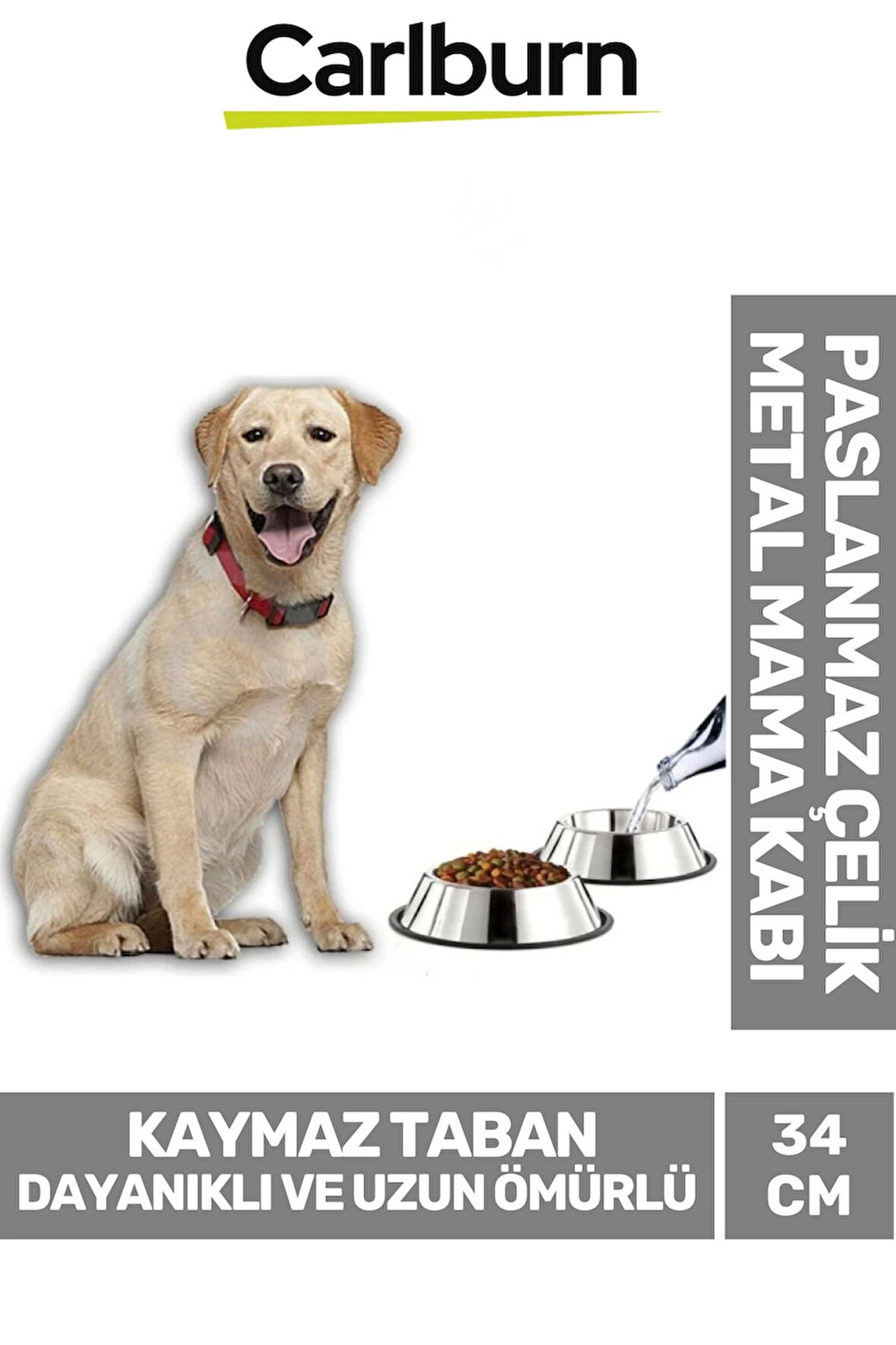 Özel Üretim Dayanıklı Uzun Ömürlü Sağlam Şık Paslanmaz Çelik Metal Kedi Köpek Mama Su Kabı 34 cm