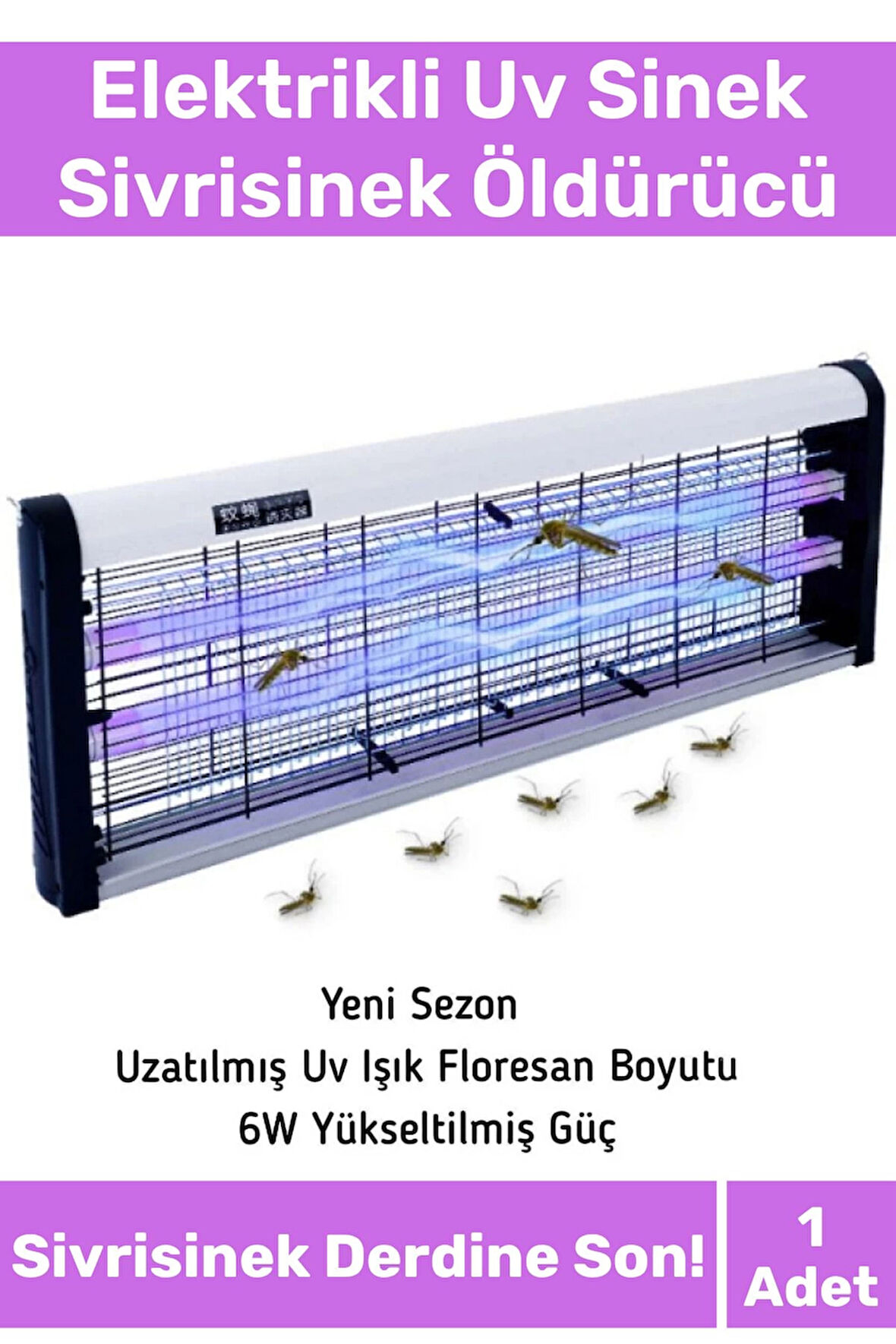 Premium Yükseltmiş Güç Çift Florasan Elektrikli Uv Zincirli Askılı Sinek Sivrisinek Öldürücü 2200V