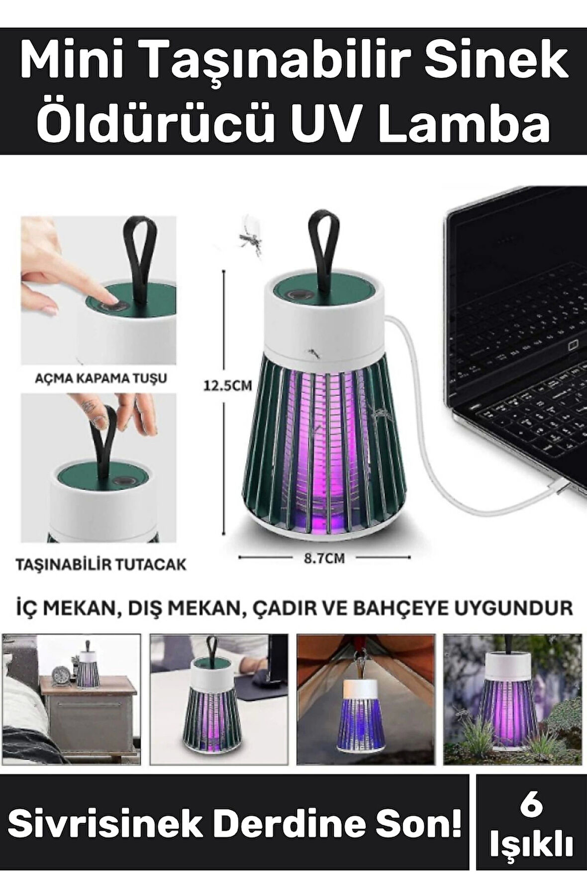 Premium Sessiz Yükseltmiş Güç 6 Uv Işık Elektrikli Uv Sinek Sivrisinek Haşere Öldürücü Lamba