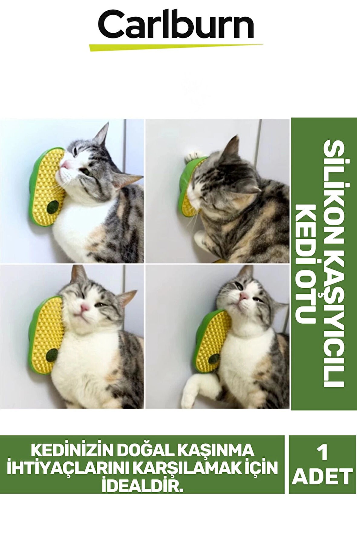 Premium Seri Yumuşak Çıkıntılı Yapı Yapışkanlı Silikon Kaşıyıcılı Kedi Otu