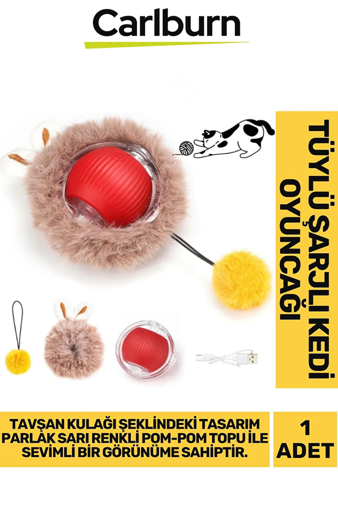 Premium Seri Küçük Boyutlu Yumuşak Tüylü Usb Şarjlı Kedi Oyuncağı