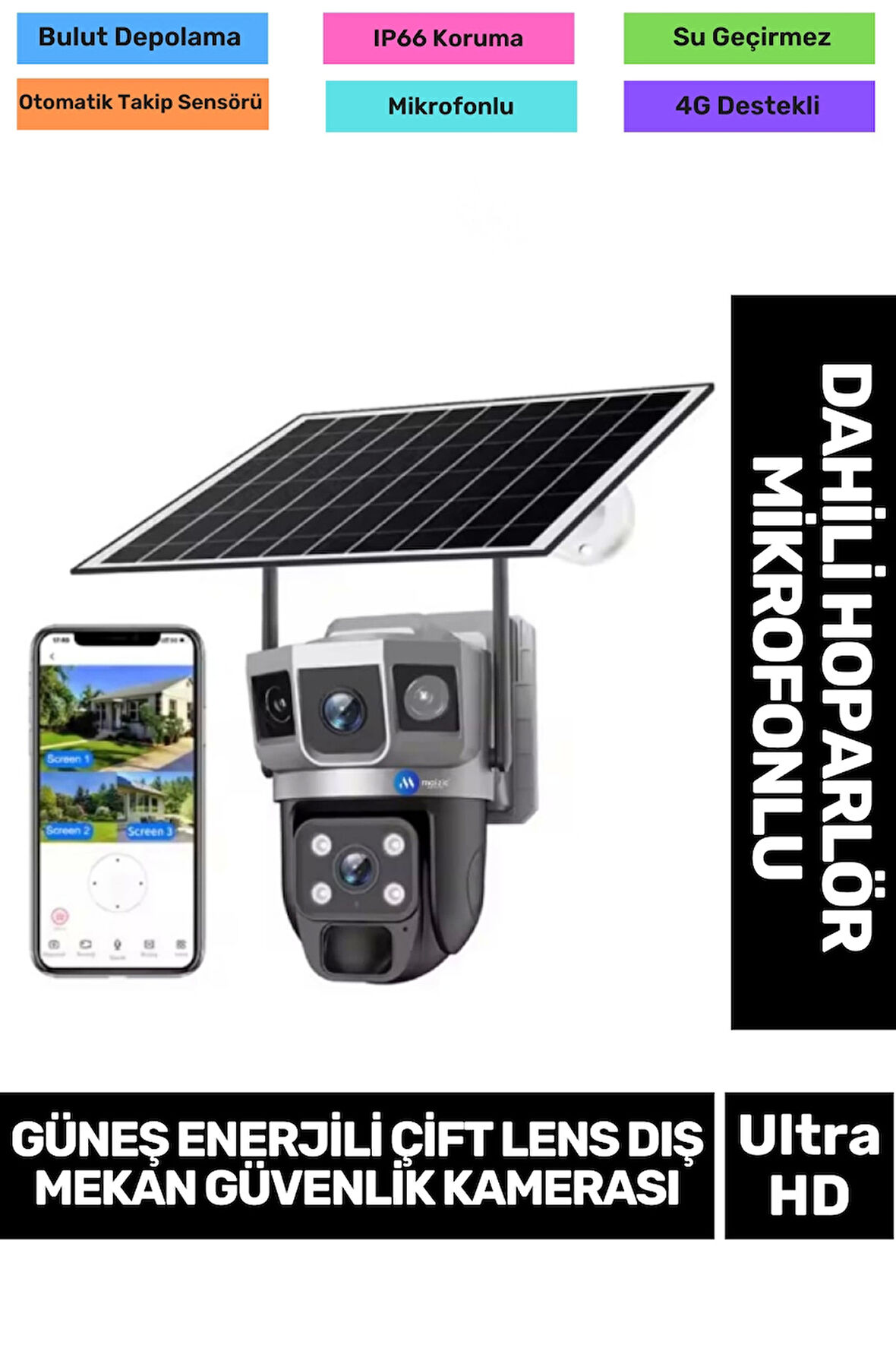 Online CCTV PTZ Kontrol Hareket Algılama Teknoloji 8000 mAh Güneş Enerji Dış Mekan Güvenlik Kamera