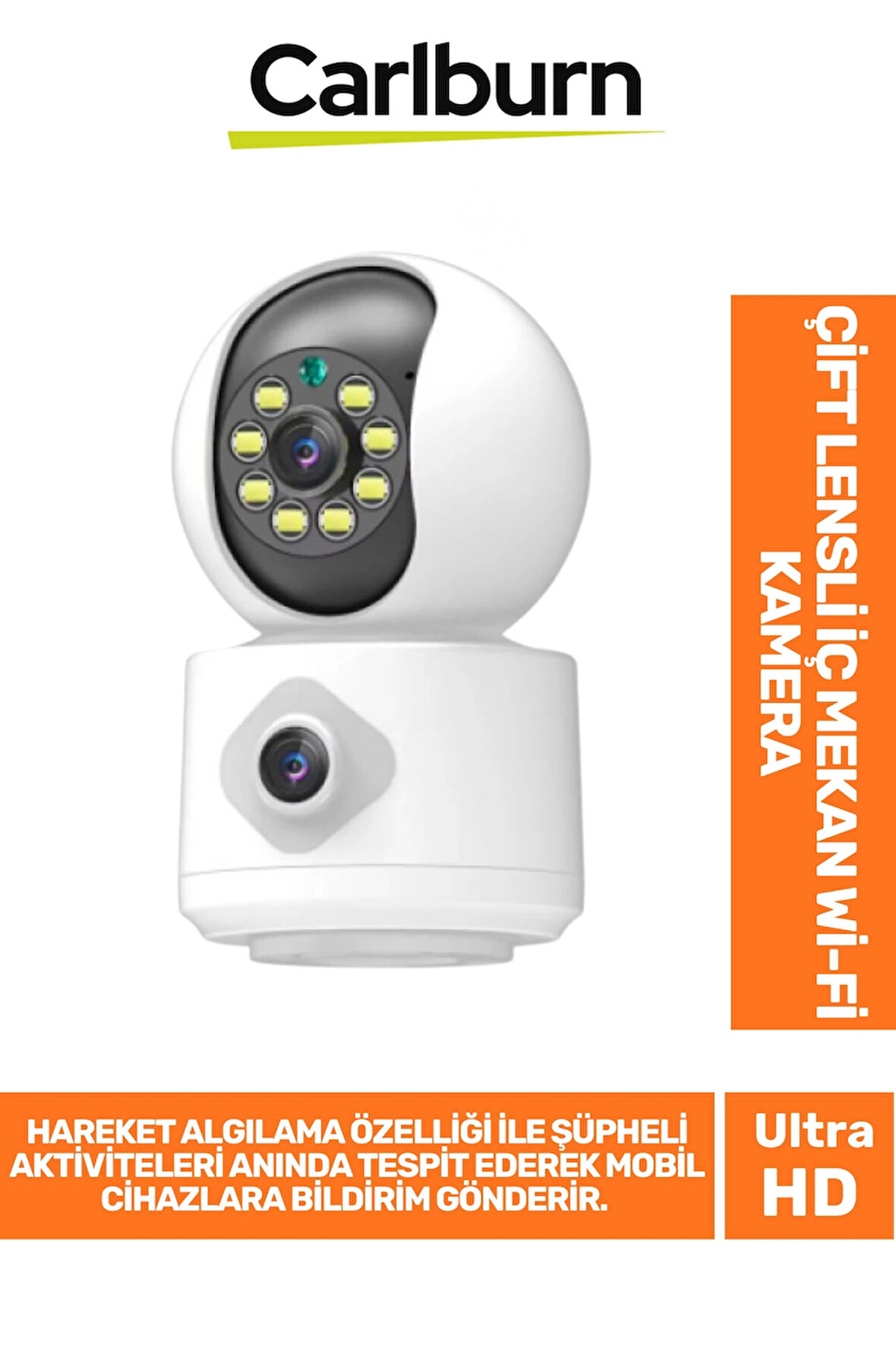 Hareket Algılama Özellikli Çift Yönlü Ses Bulut Depolama 2 MP+2 MP Çift Lensli İç Mekan Wi-Fi Kamera