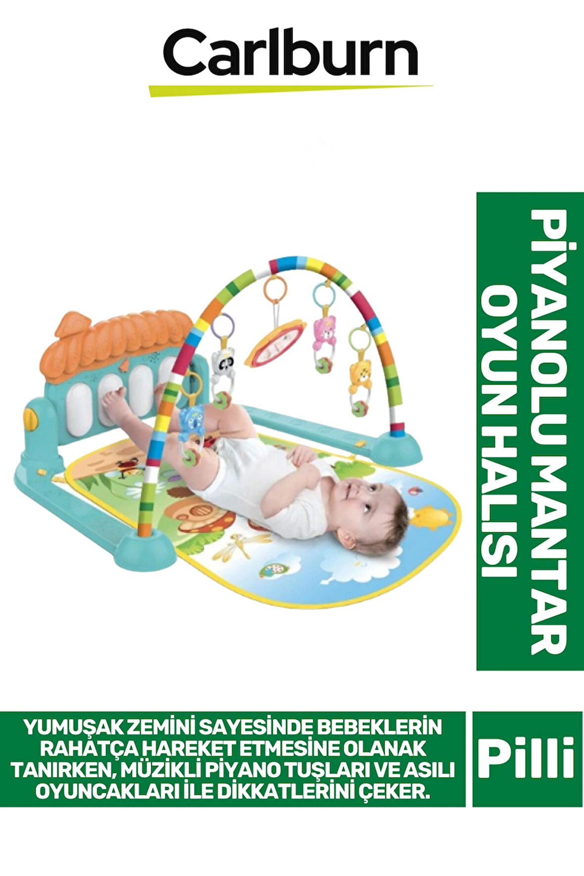 Özel Üretim Yumuşak Zemin Asılabilir Oyuncak Alanı Pilli Bebek Çocuk Piyanolu Mantar Oyun Halısı
