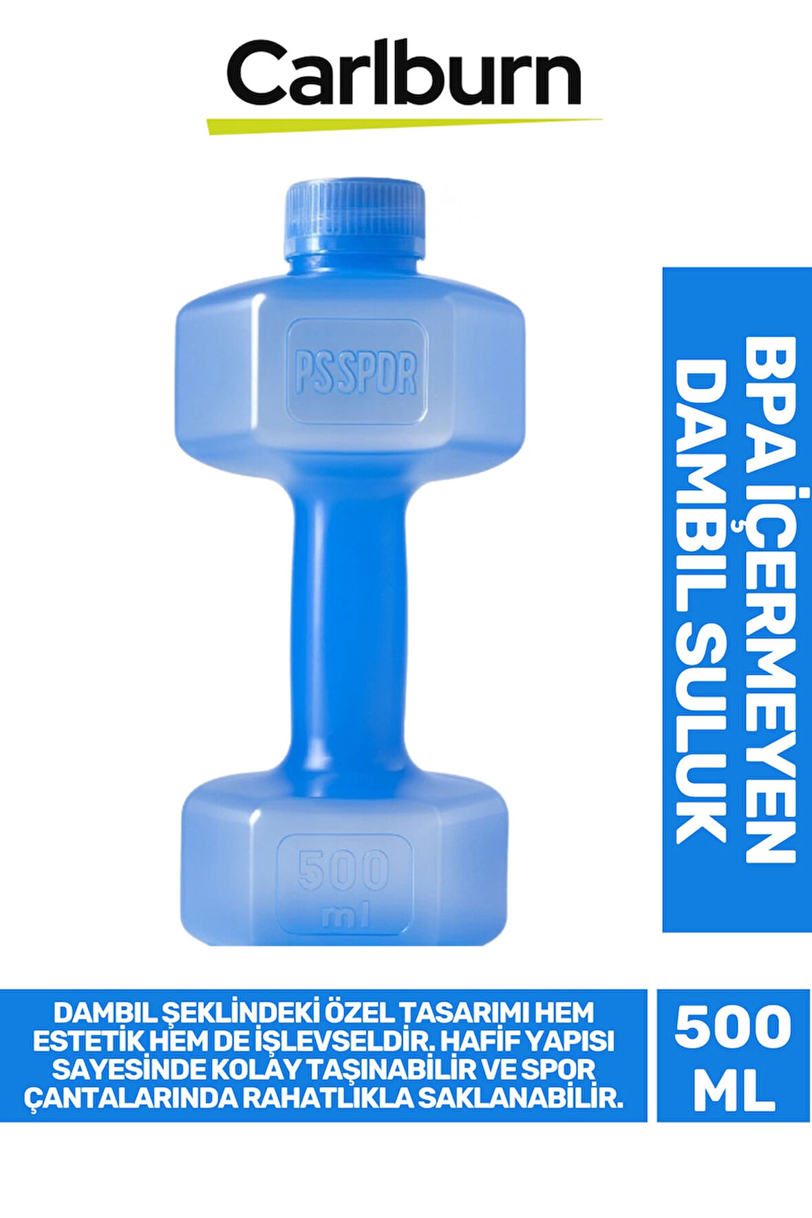 Özel Tasarım Bpa İçermeyen Gıdaya Uygun Plastik Spor Günlük Kamp Koşu Dambıl Suluk 500 ml