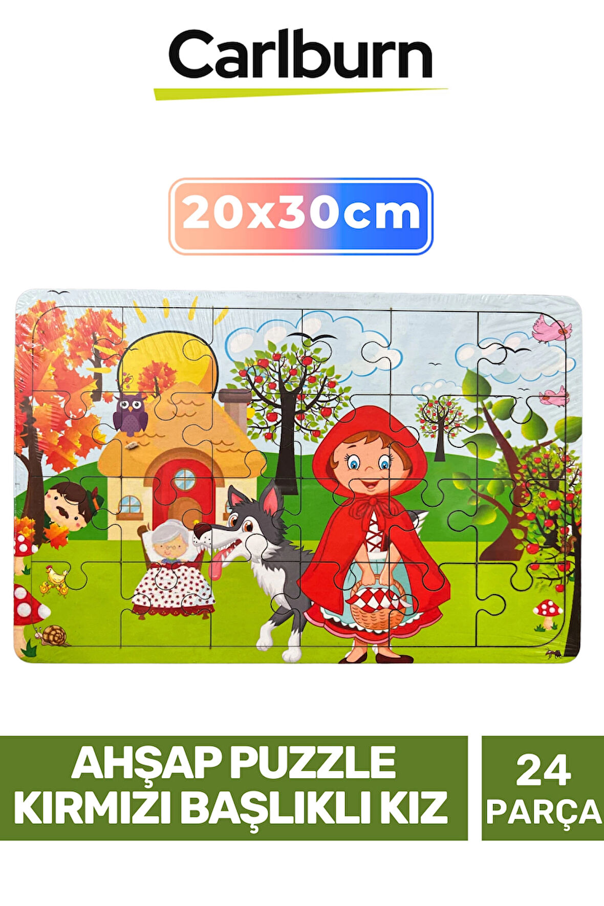 Özel Üretim Zeka Geliştirici Öğretici Göz Koordinasyonu Ahşap Puzzle Kırmızı Başlıklı Kız 24 Parça