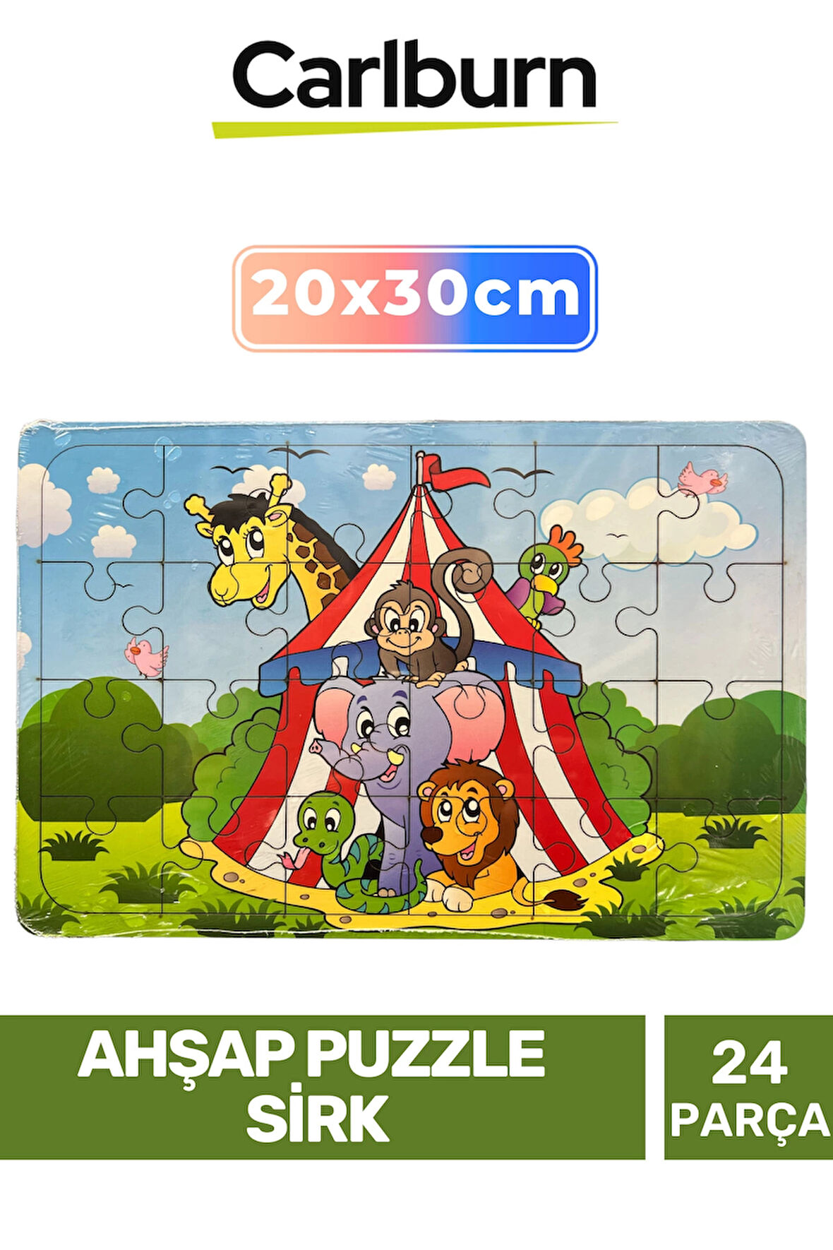 Özel Seri Eğitici Zeka Geliştirici Öğretici El Göz Koordinasyonu Ahşap Puzzle Sirk - 24 Parça