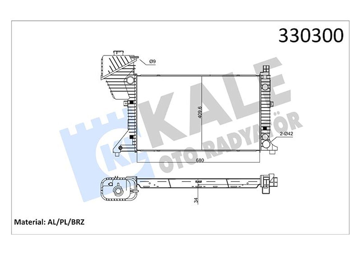Mercedes Motor Su Radyatoru (klimasız / Manuel Sanzıman) Mercedes Sprinter 901>904 96>06 - Kale 0915041ab