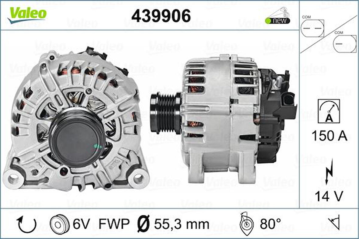 Ford Alternator 12v 150a Valeo Tip Cmax 10> Fiesta VI 08>17 Focus III 11>17  Kuga II 14> Mondeo IV 07>14 - Valeo 439906