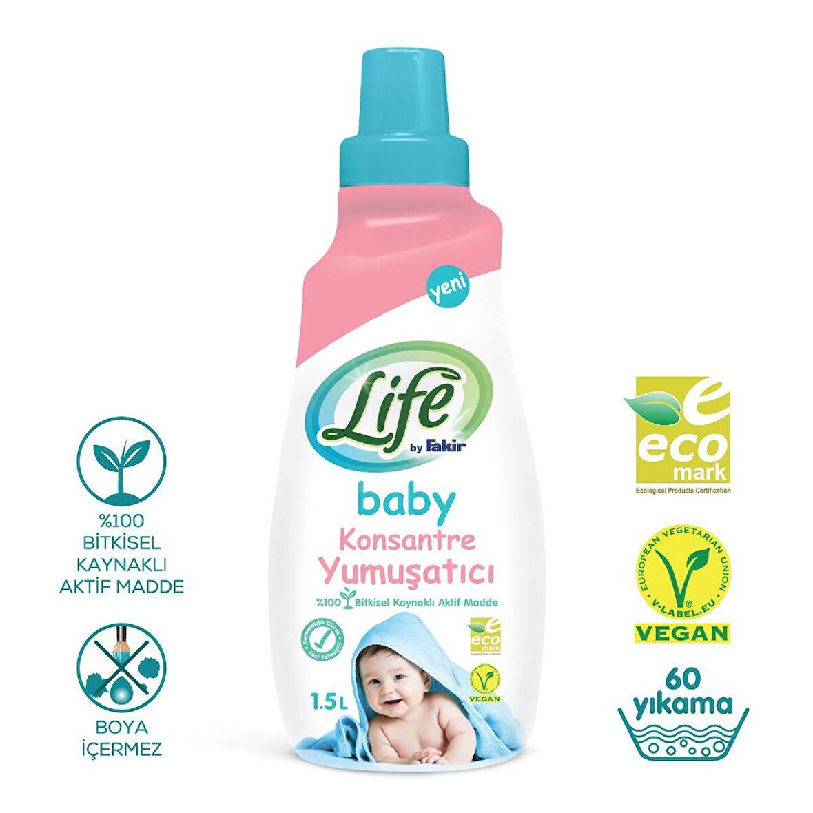 Life By Fakir %100 Bitkisel Bazlı Konsantre Bebek Çamaşır Yumuşatıcısı 1500 ml