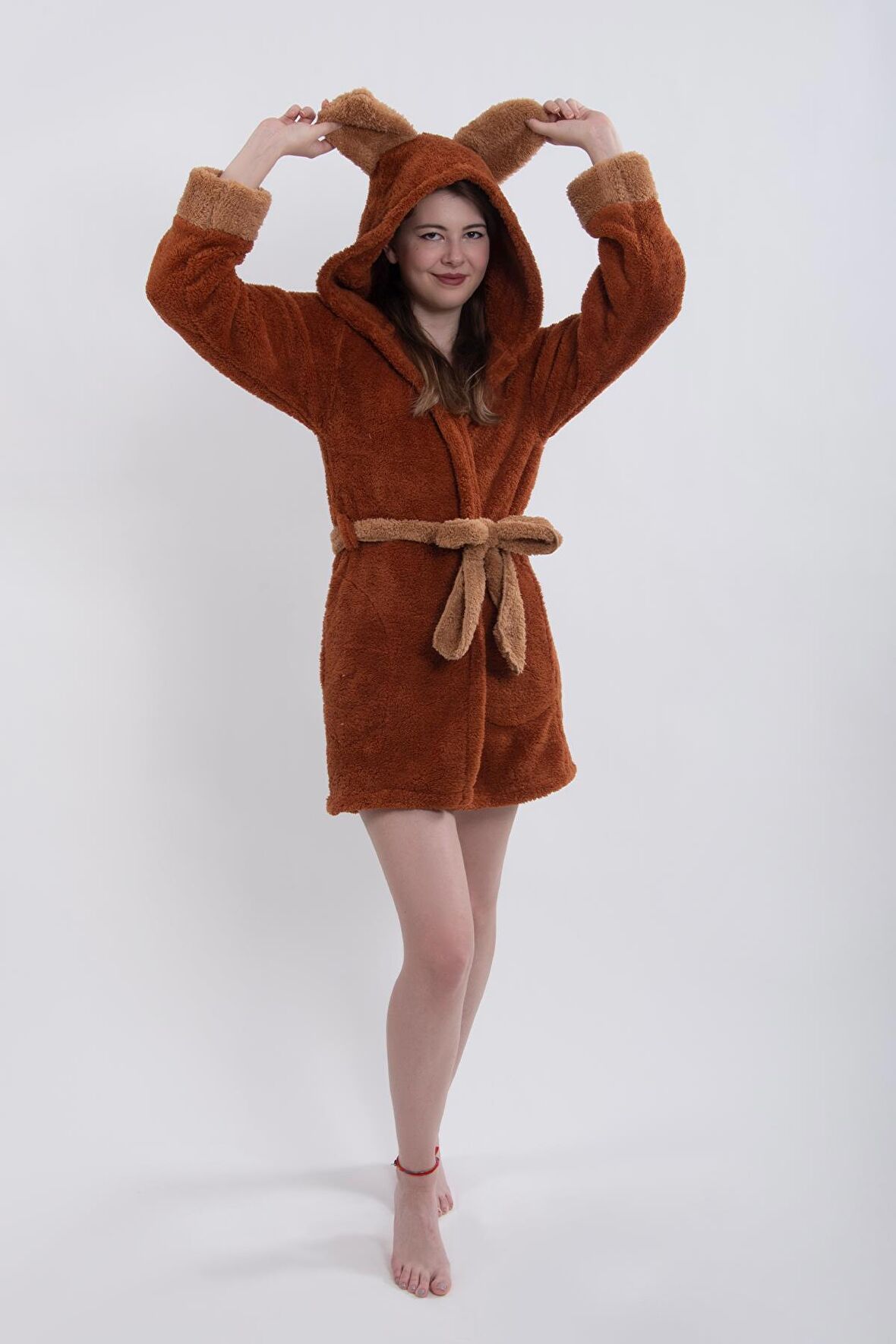 Fleece | Wellsoft Peluş Sabahlık | Robdeşambr | Kapşonlu Bornoz