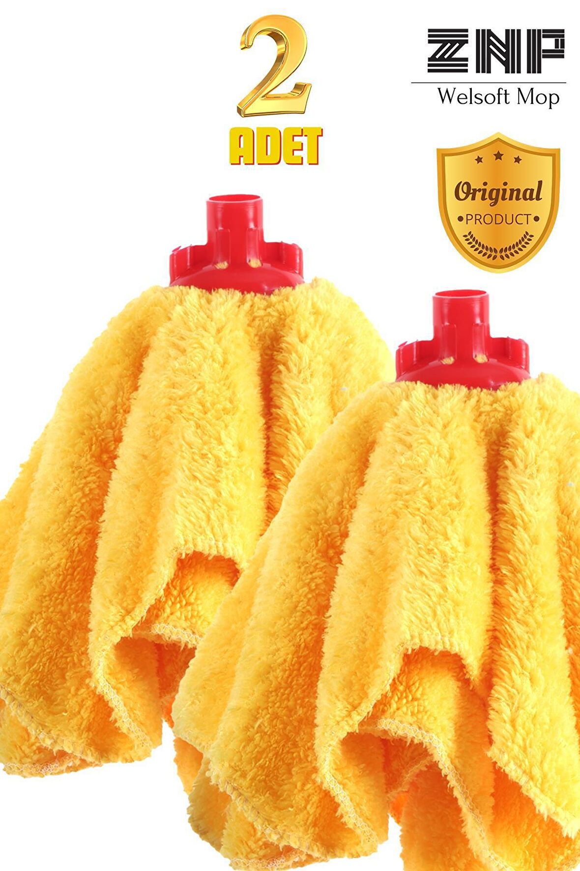 Welsoft Balerin Mop Yedek Başlıklı 2 Adet Sarı Mop, Papas 45x60