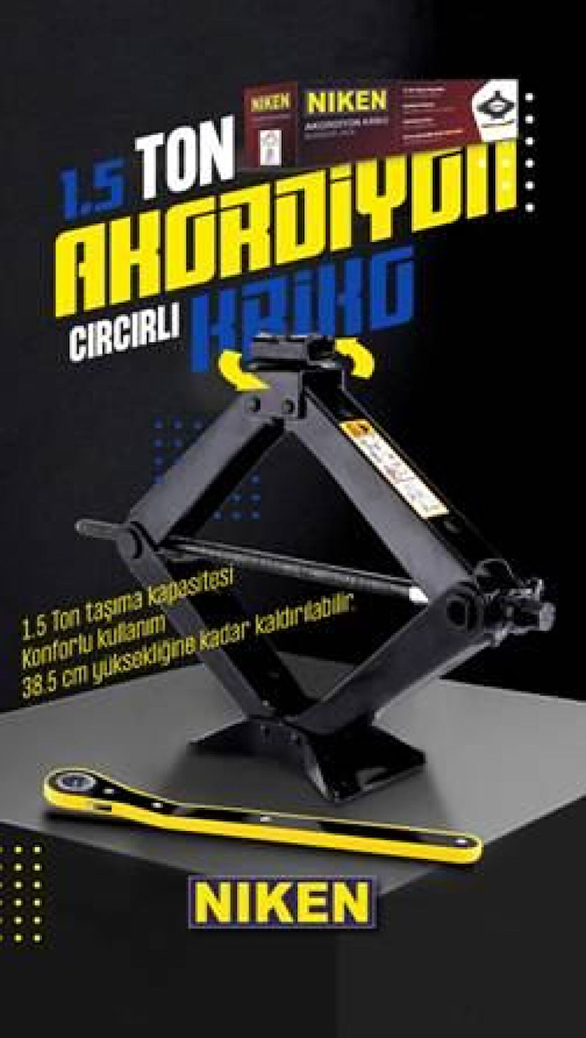 Unıversal Akordeon Kriko Circirli Tip 1.5 Ton - Niken 030 003 01 02