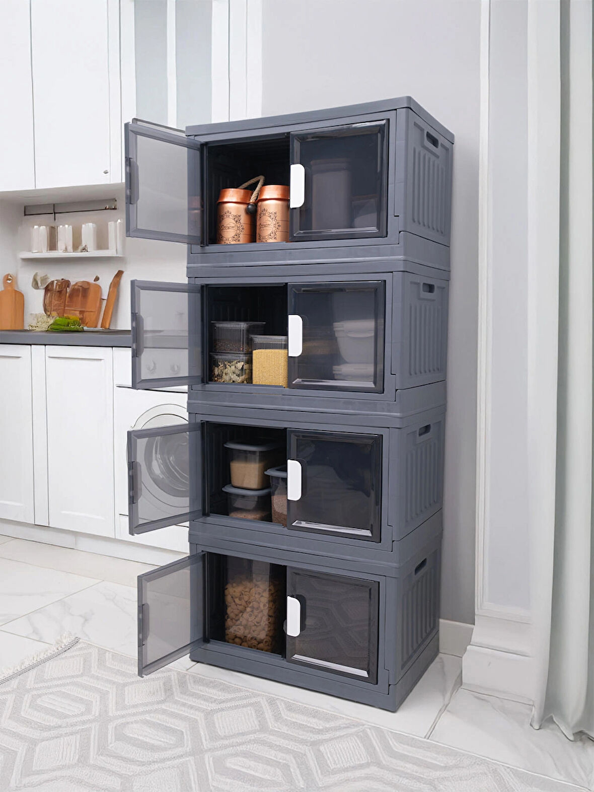 4 Katlı Çok Amaçlı Katlanır Banyo Mutfak Düzenleyici Dolap, Organizer, Ayakkabılık