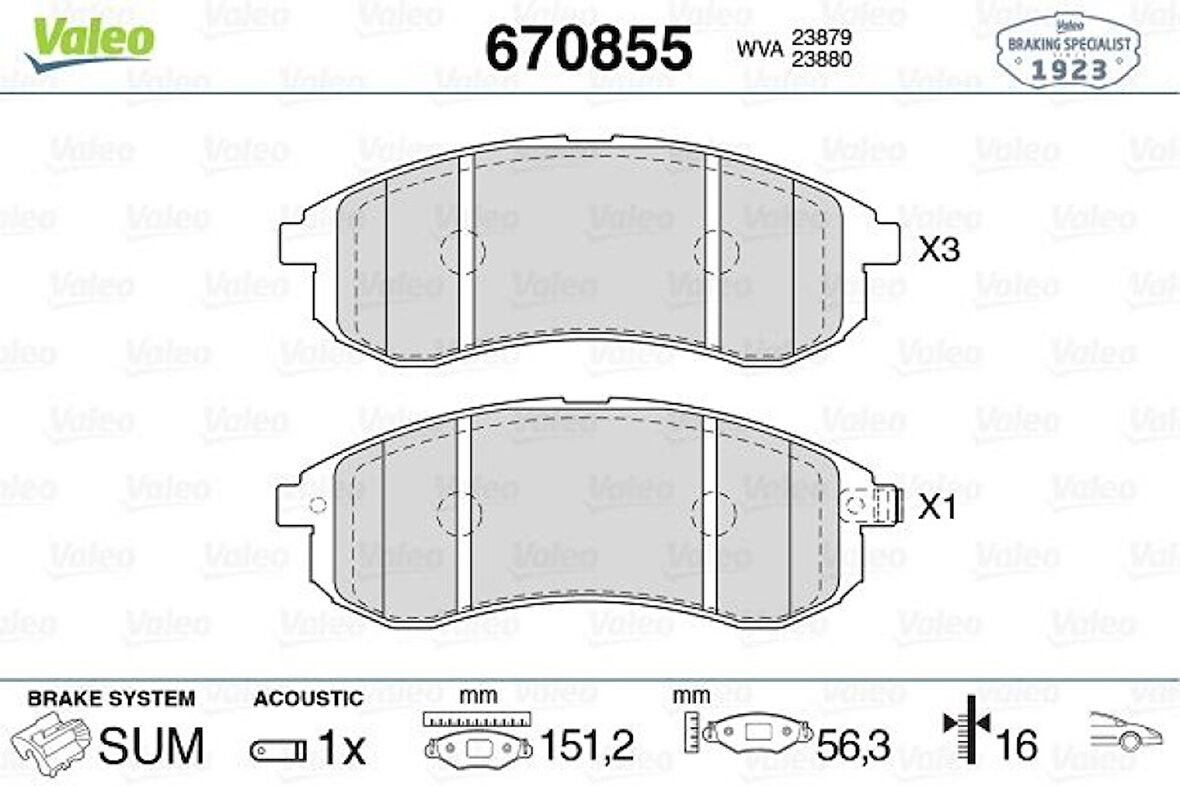 Mitsubıshı Ticarı On Fren Balatası Mitsubıshı L200 2.5 Td 4x4 01-06 - Valeo 670855