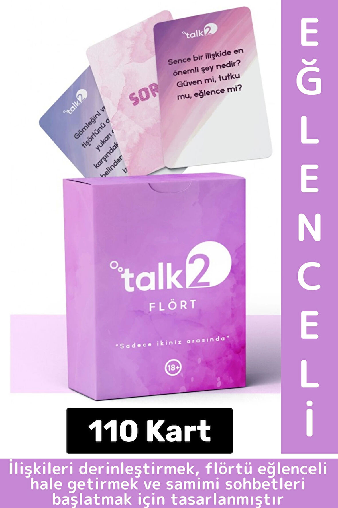 Eğlenceli Özel Gün Sevgili Çift Flört Aşk Samimiyet Duygusal Bağ Kurma Oyunu Talk2-Flört 110 Kart
