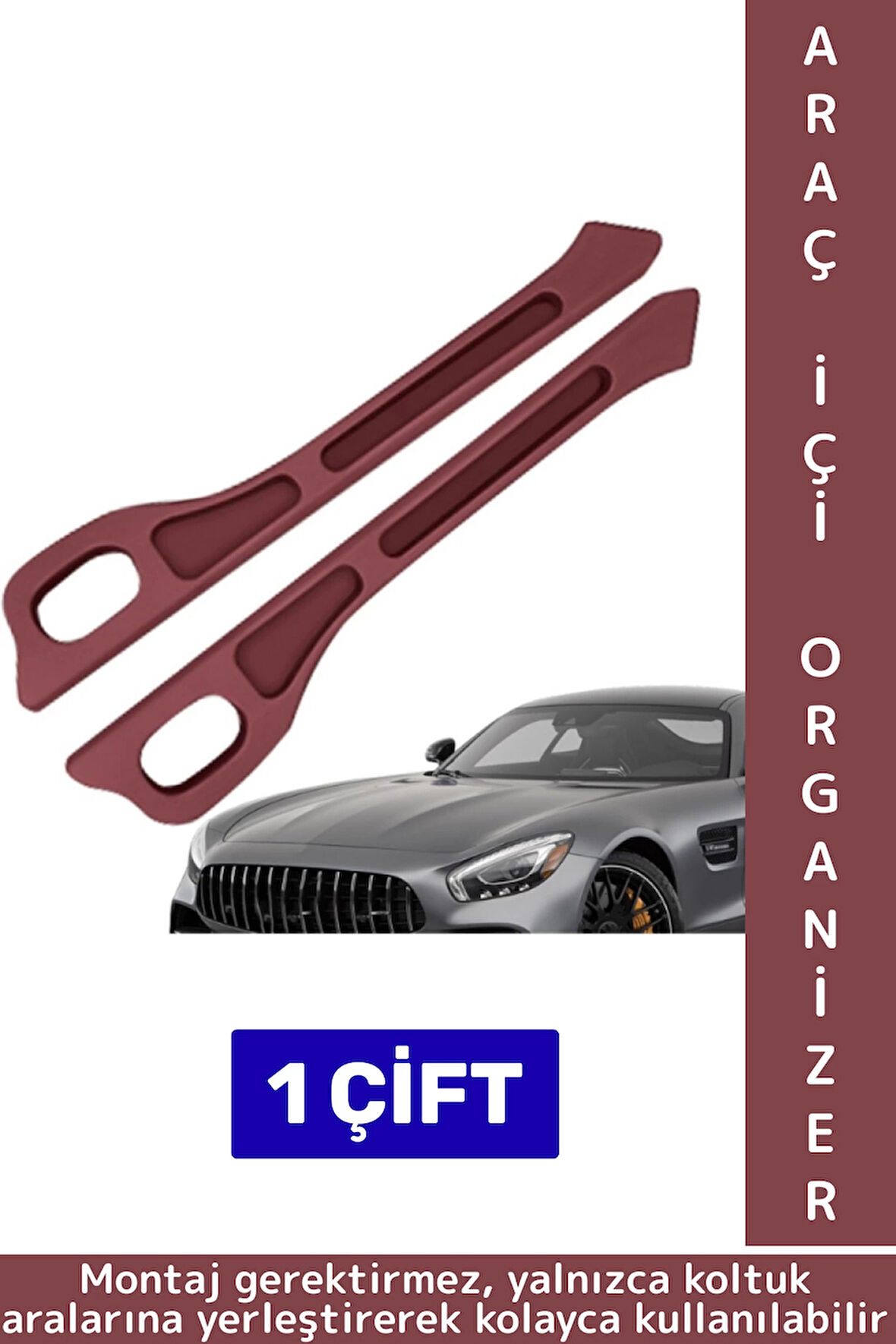 Dayanıklı Esnek Montaj Gerektirmez Telefon Anahtar Küçük Eşya Düzenleyici Araç İçi Organizer Bordo