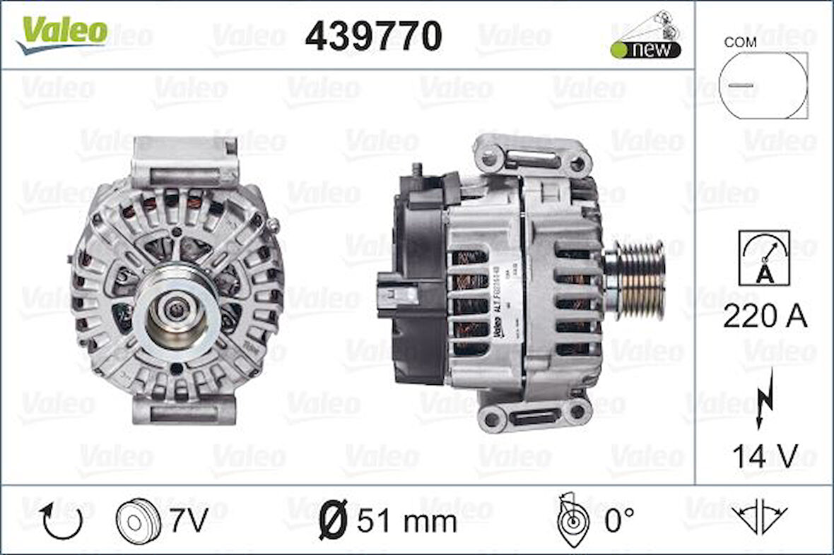 Mercedes Alternator (14v 220a) X164 09>12 C219 05>10 W212 09>15 W221 06>13 W251 06>14 - Valeo 439770