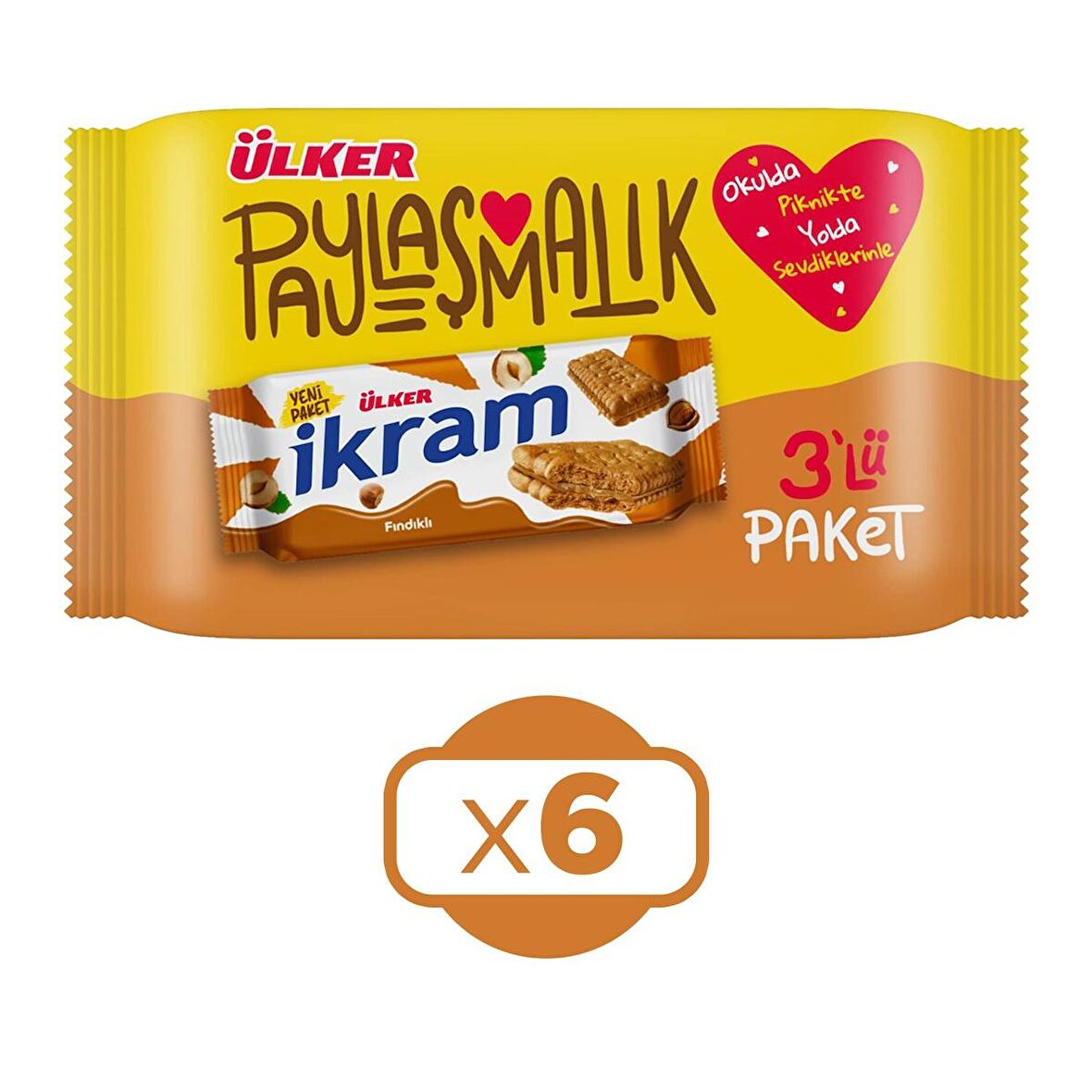 Ülker İkram Fındıklı Kremalı Bisküvi 3x84 gr X 6 Adet