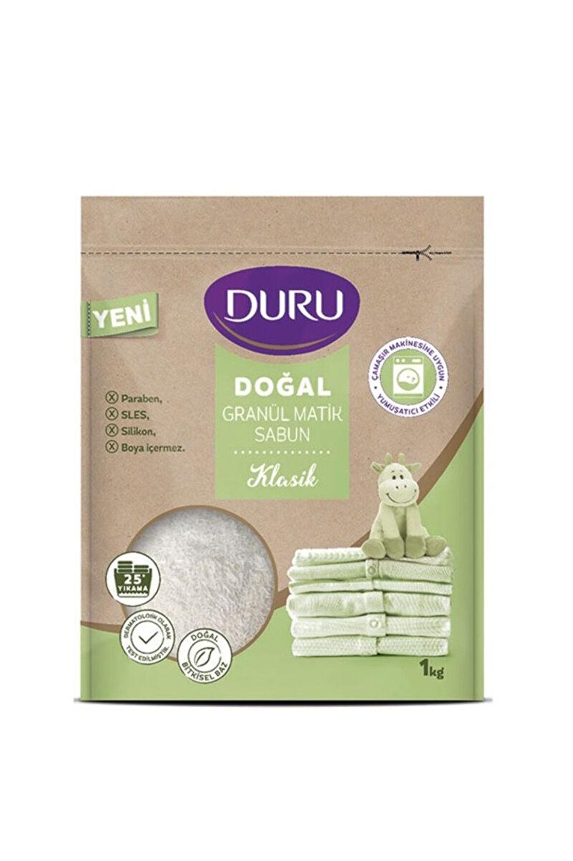 Duru Matik Vegan Organik Parfümlü Beyazlar ve Renkliler İçin Granül Sabun 1 kg 25 Yıkama