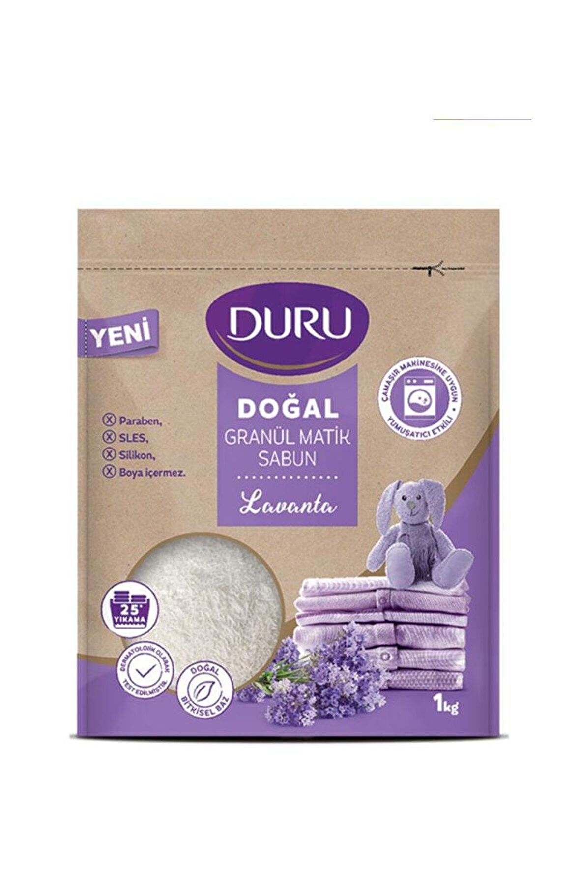 Duru Matik Vegan Organik Lavanta Parfümlü Beyazlar ve Renkliler İçin Granül Sabun 1 kg 25 Yıkama