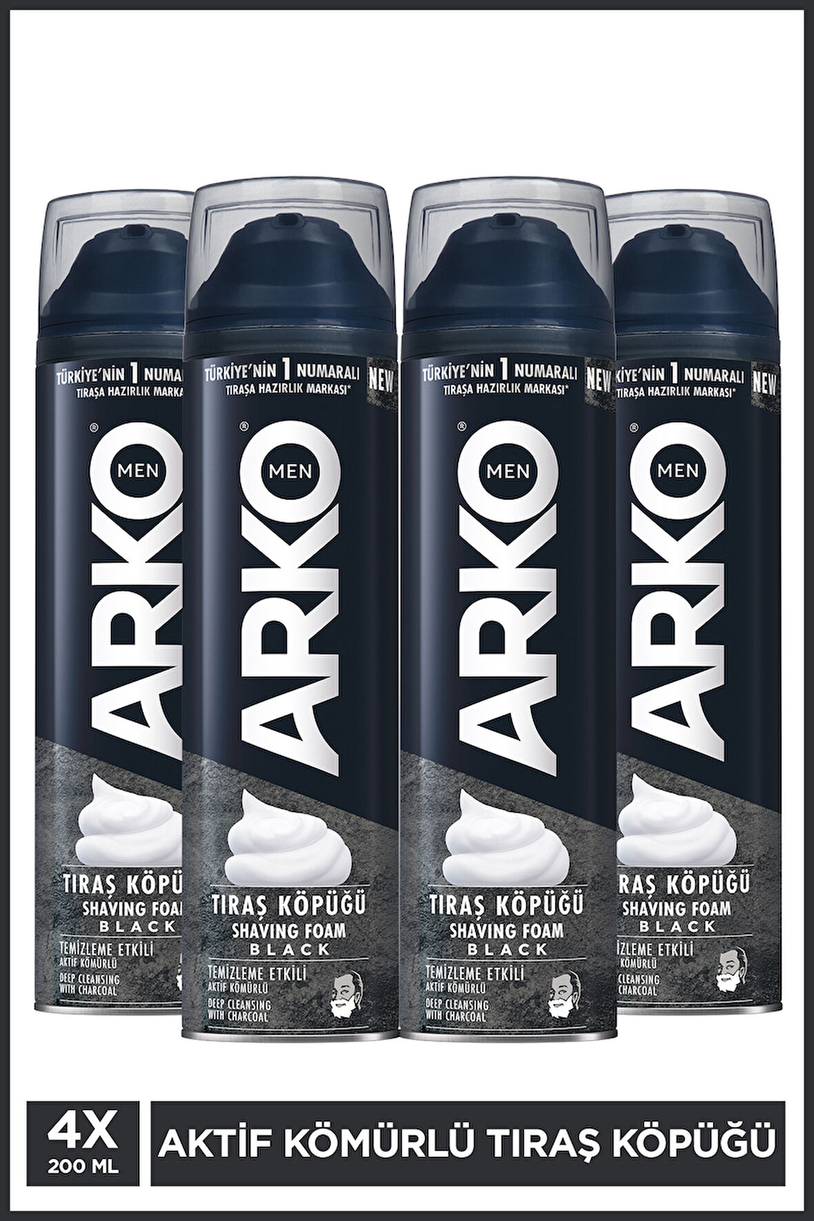 Temizleme Etkili Aktif Kömürlü Tıraş Köpüğü Black 4x200 Ml