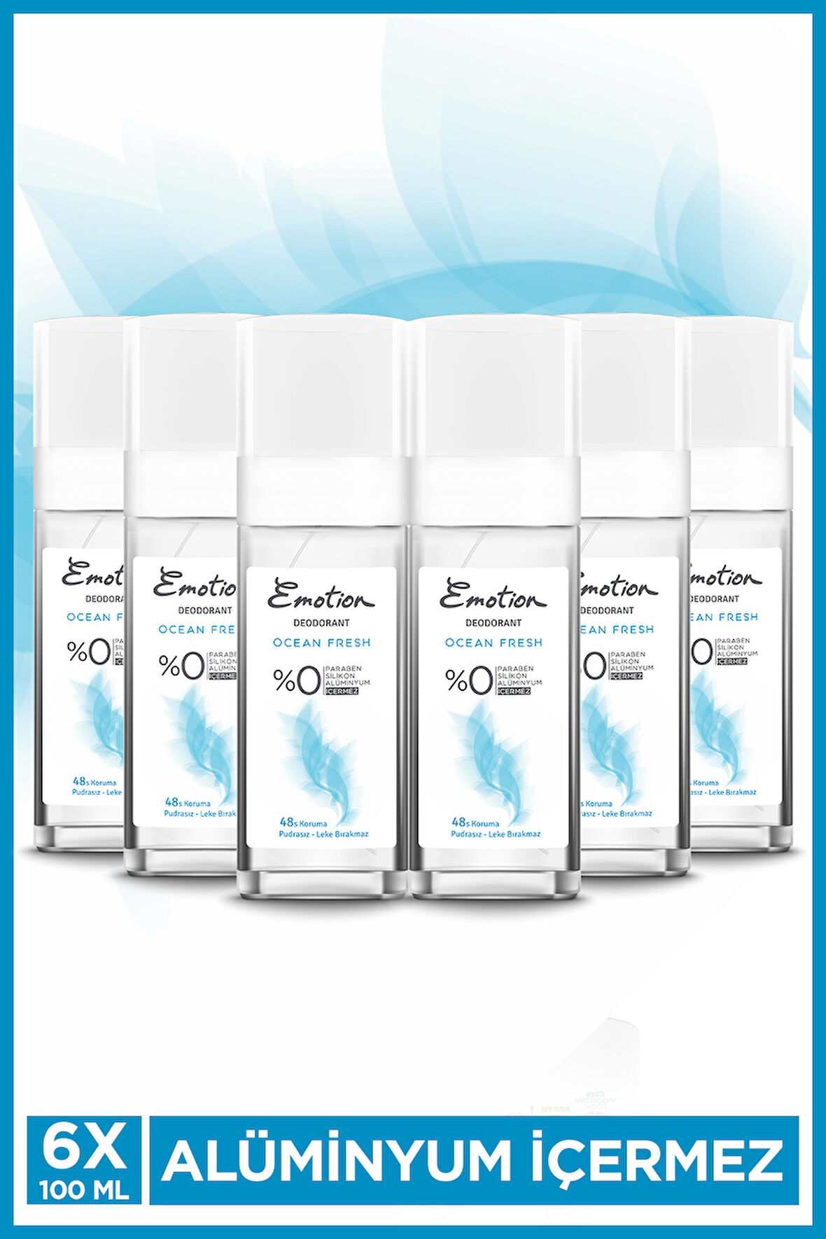 Emotion Ocean Fresh Pump Sprey Kadın Deodorant 6x100 Ml