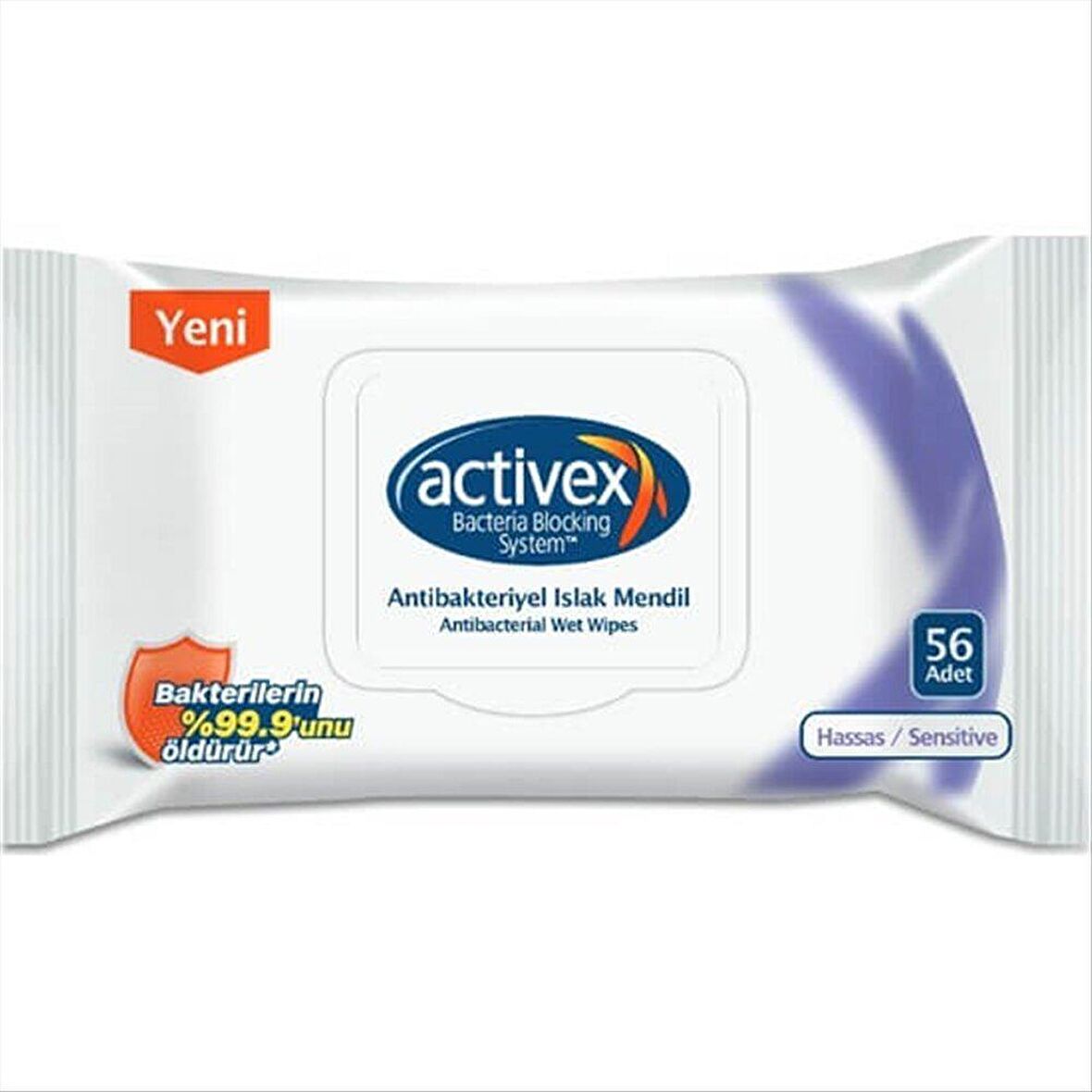 Activex Antibakteriyel Islak Mendil Hassas Kapaklı 50'li