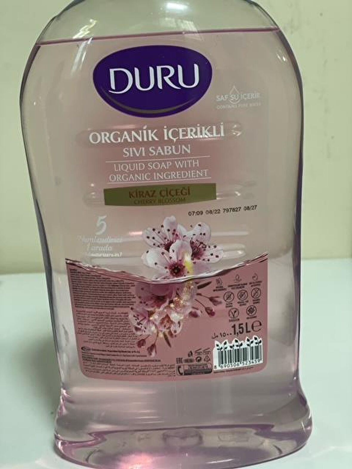 Duru sıvı sabun 1.5lt organik içerikli kiraz çiçeği