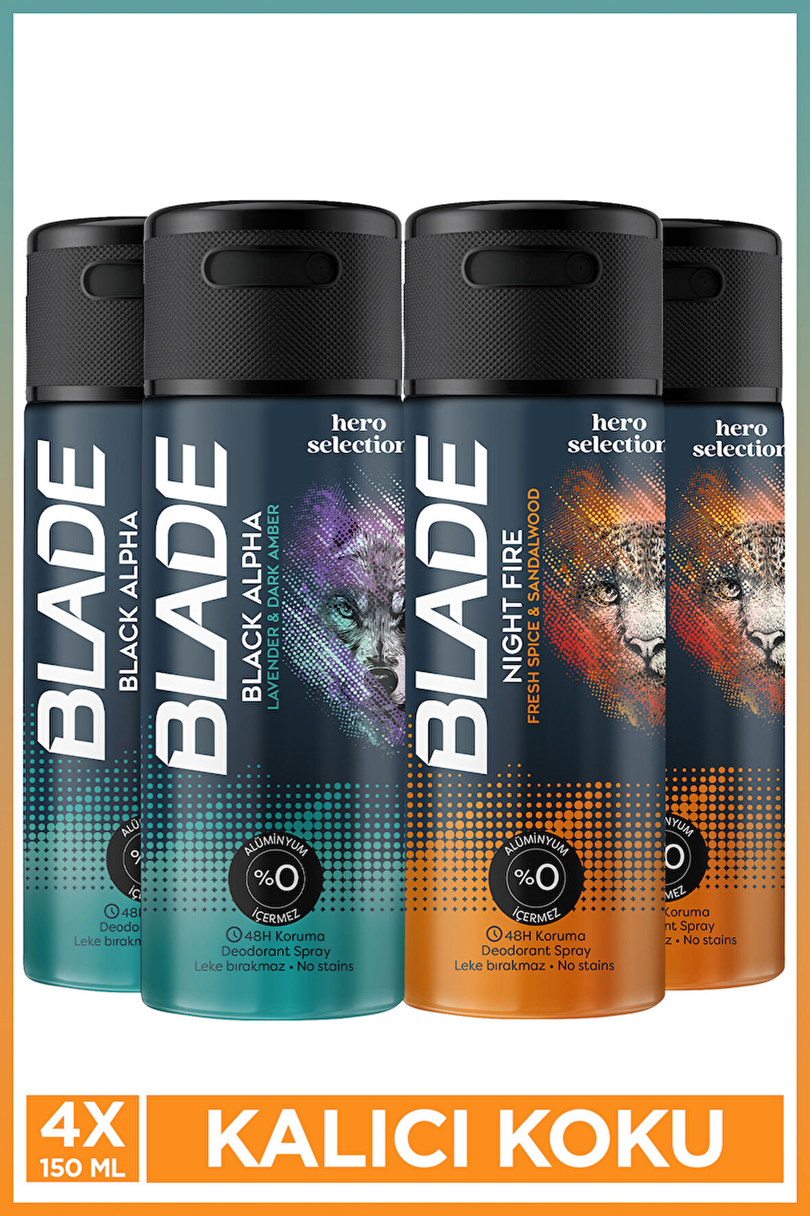 Blade Hero Selection Serisi Night Fire&Black Alpha Erkek Deodorant 4x150 Ml