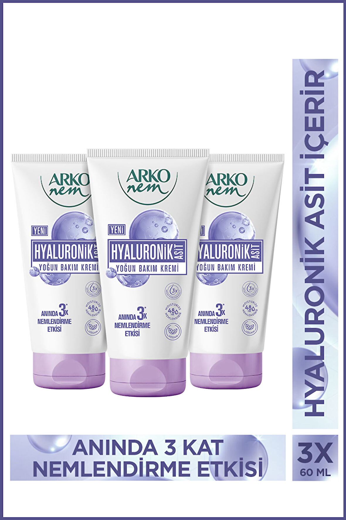 Yoğun Bakım Kremi Hyaluronik Asit 3x60 Ml